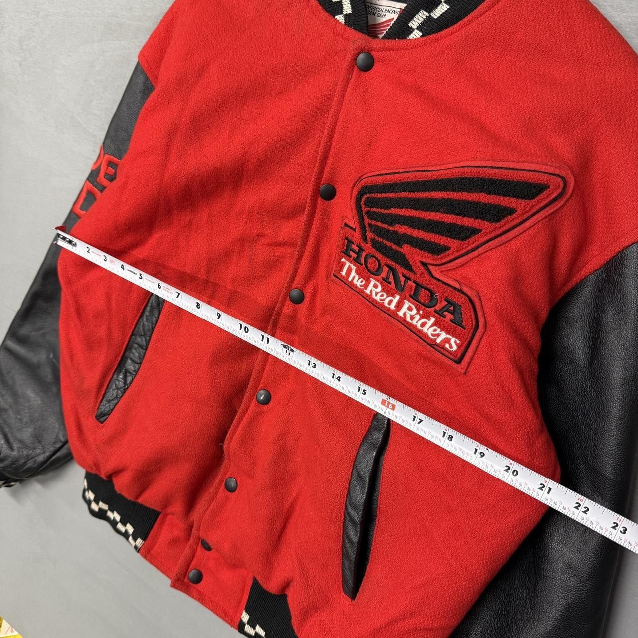 Honda Vintage Honda Red Riders Leather / Wool Bomber Jacket Medium Size US M / EU 48-50 / 2 - 7 Thumbnail