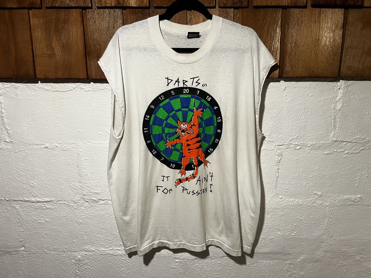 Vintage Vintage 1990s Chopped Darts T-Shirt Screen Stars Size US XXL / EU 58 / 5 - 1 Thumbnail