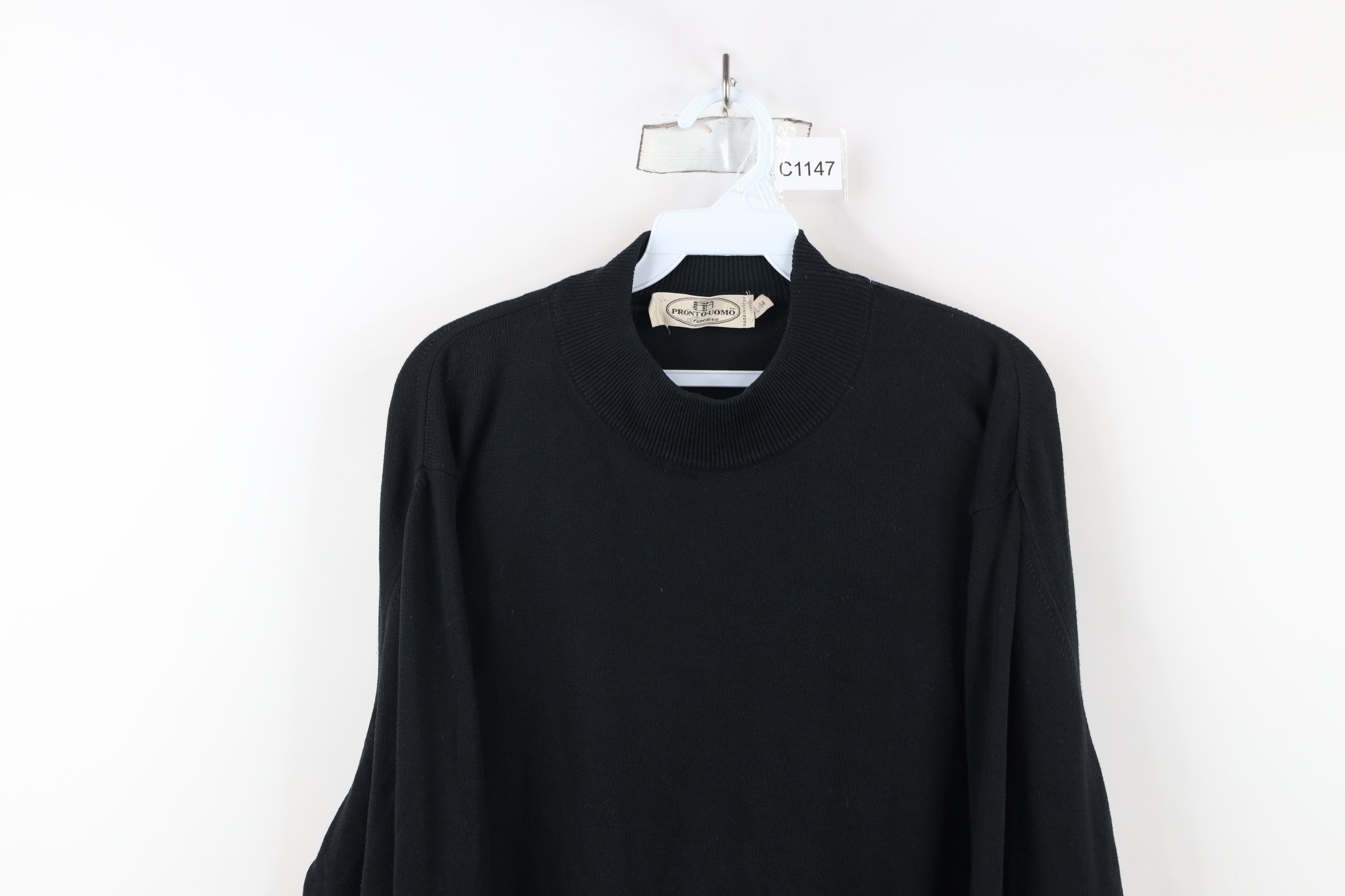 Vintage Vintage 90s Streetwear Knit Mock Neck Dad Sweater Black Size US XL / EU 56 / 4 - 2 Thumbnail