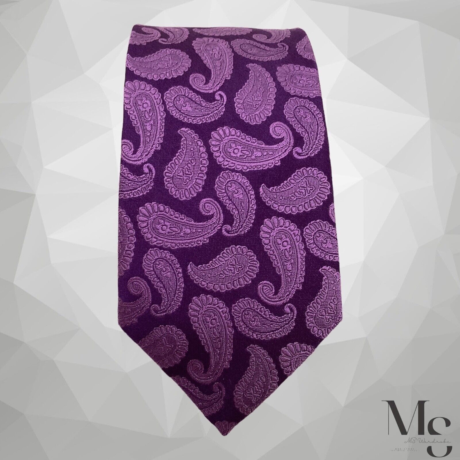Hugo Boss BOSS HUGO BOSS XL Purple Paisley Luxury Silk Tie Italy Size ONE SIZE - 5 Thumbnail