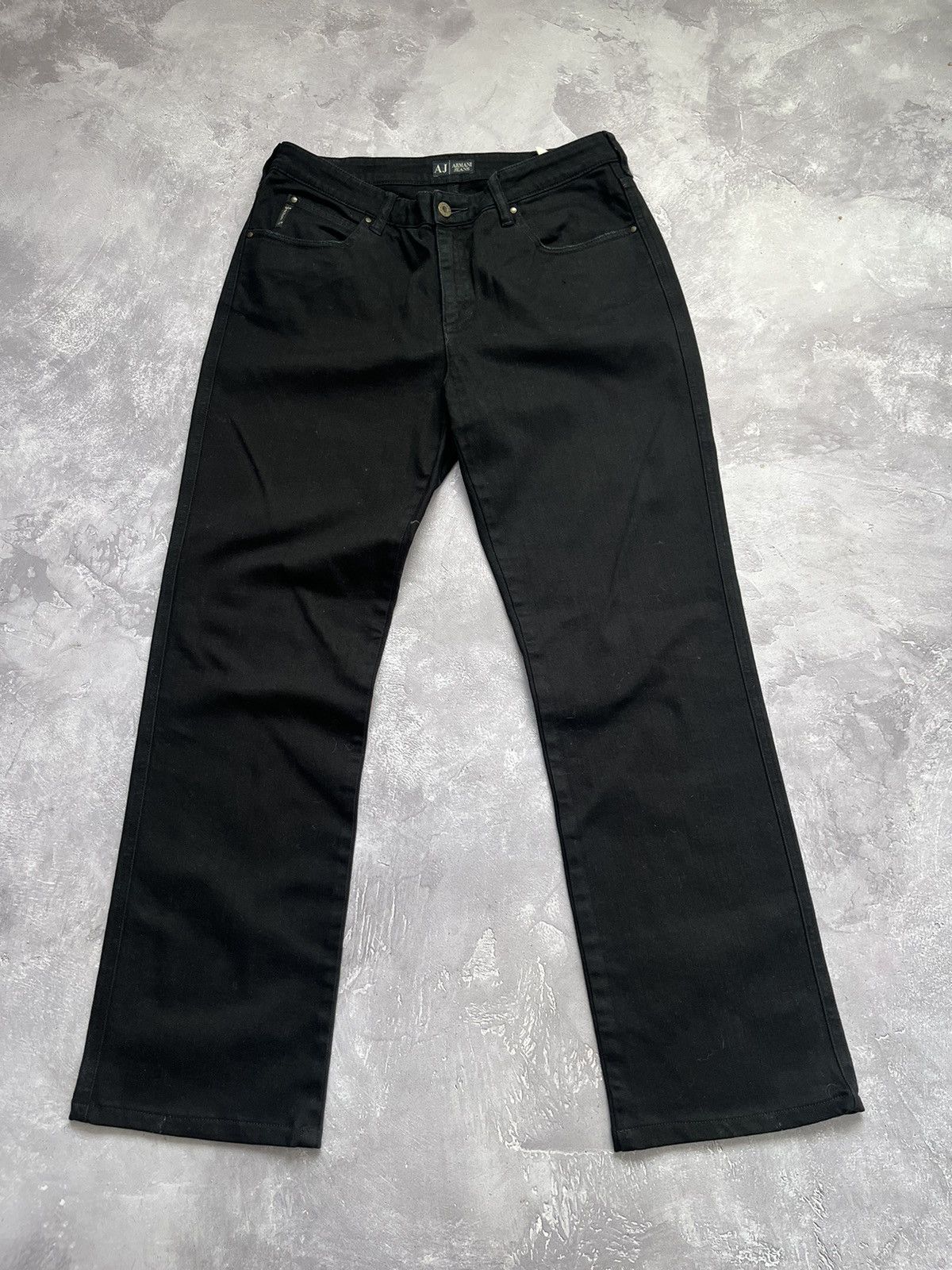 Armani Vintage Armani Jeans Metal Logo AJ Black Pants Japanes Jeans Size US 32 / EU 48 - 2 Thumbnail