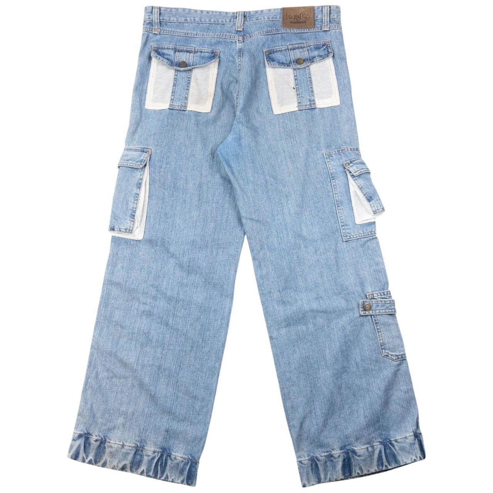 Dolce & Gabbana Vintage 2000s Dolce & Gabbana Mesh Cargo Denim Jeans W38 Size US 38 / EU 54 - 2 Thumbnail