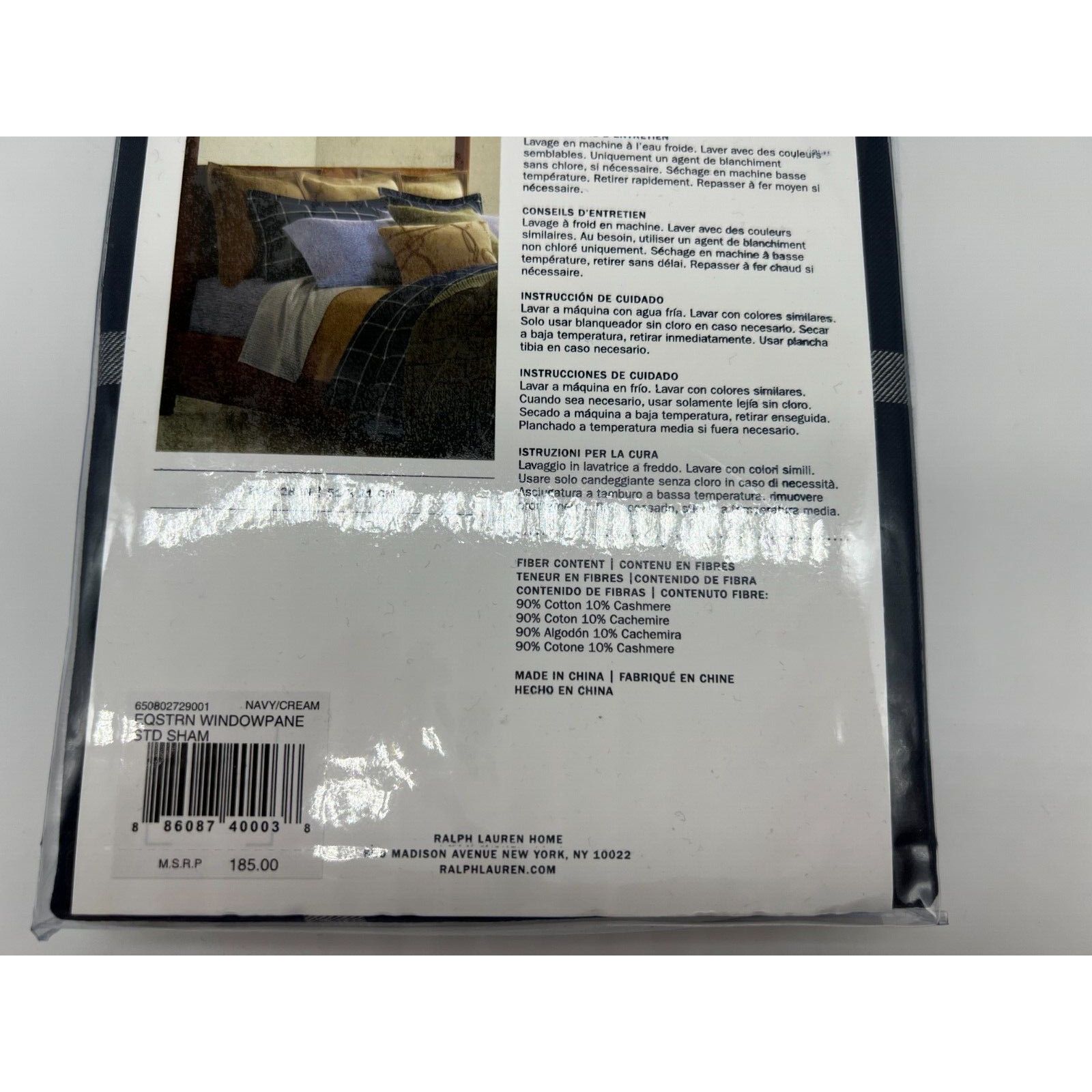 Ralph Lauren Ralph Lauren Home Equestrian Windowpane Sham Navy Standard Size ONE SIZE - 5 Thumbnail