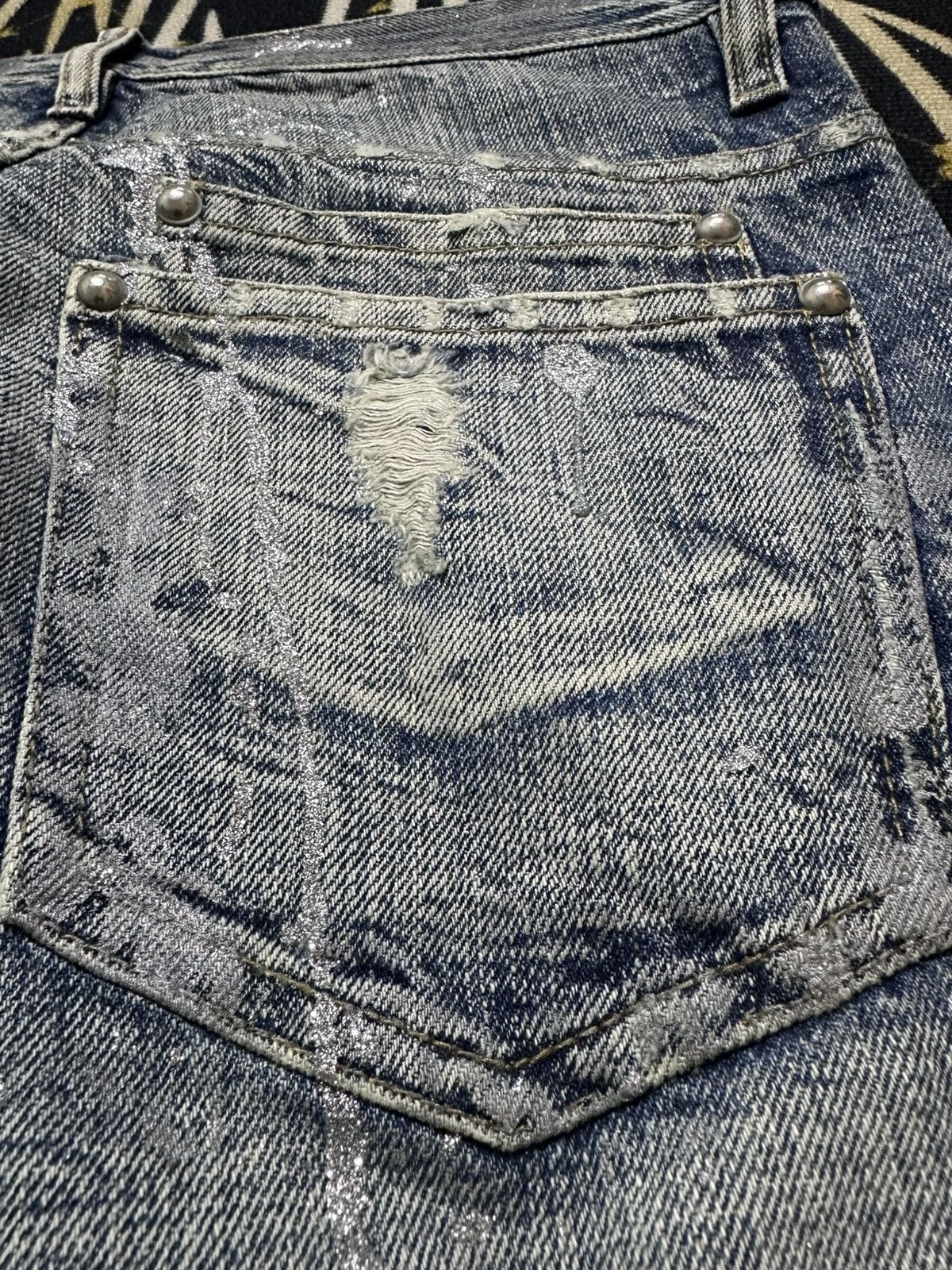 Tornado Mart Vintage Midas Flare Bootcut Paint Splatter Grunge Denim Size US 31 - 7 Thumbnail