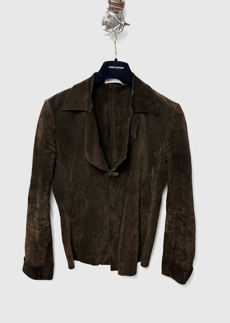 image of Avant Garde x Emporio Armani Vintage Armani Leather Jacket in Brown, Women's (Size Large)