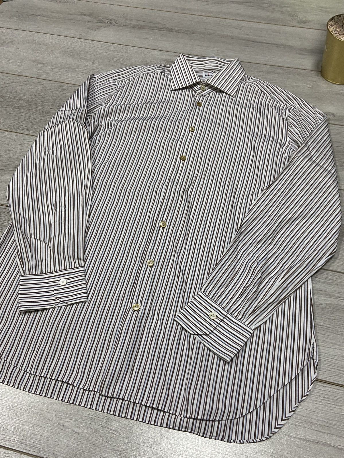 Kiton Vintage Kiton Striped Shirt Button Up Italy Size US XL / EU 56 / 4 - 3 Thumbnail