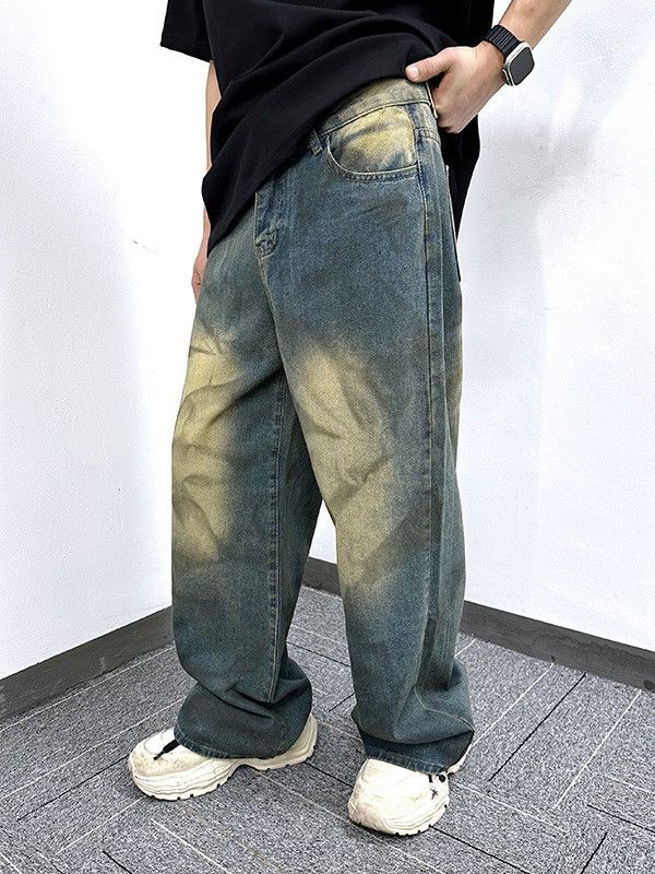 Jean Washed, distressed, punk-inspired tie-dye men's jeans Size US 34 / EU 50 - 2 Thumbnail