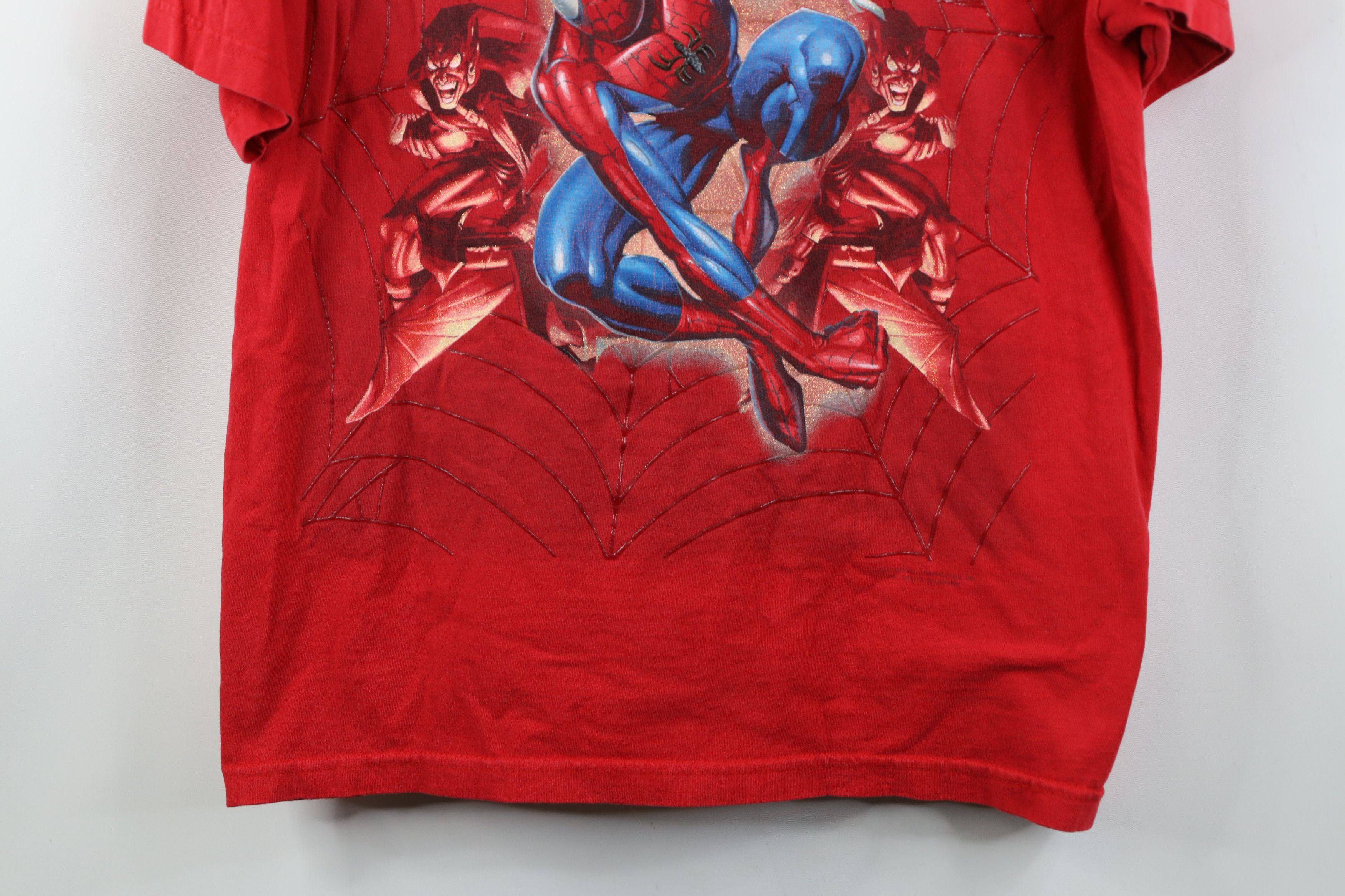 Vintage Vintage Y2K 2002 Marvel Spiderman Green Goblin Web T-Shirt Size US XL / EU 56 / 4 - 3 Thumbnail
