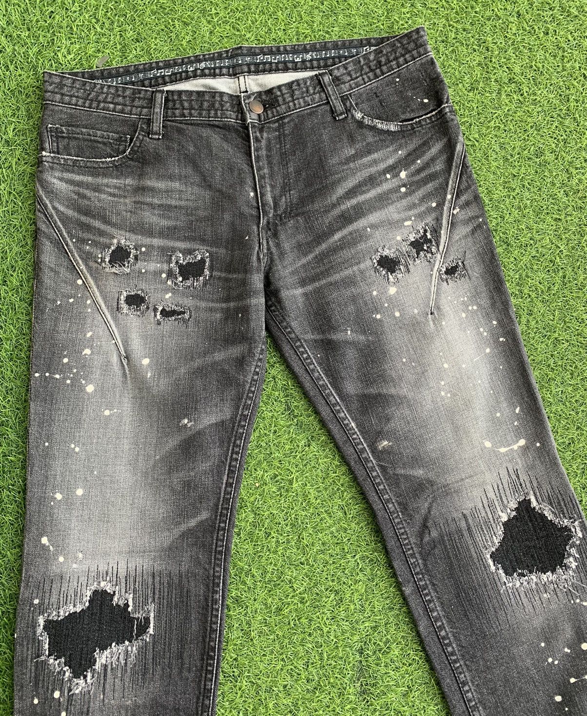 Number (N)ine 🔥Number (N) Distressed Splatter Denim Jeans Size US 32 / EU 48 - 14 Thumbnail