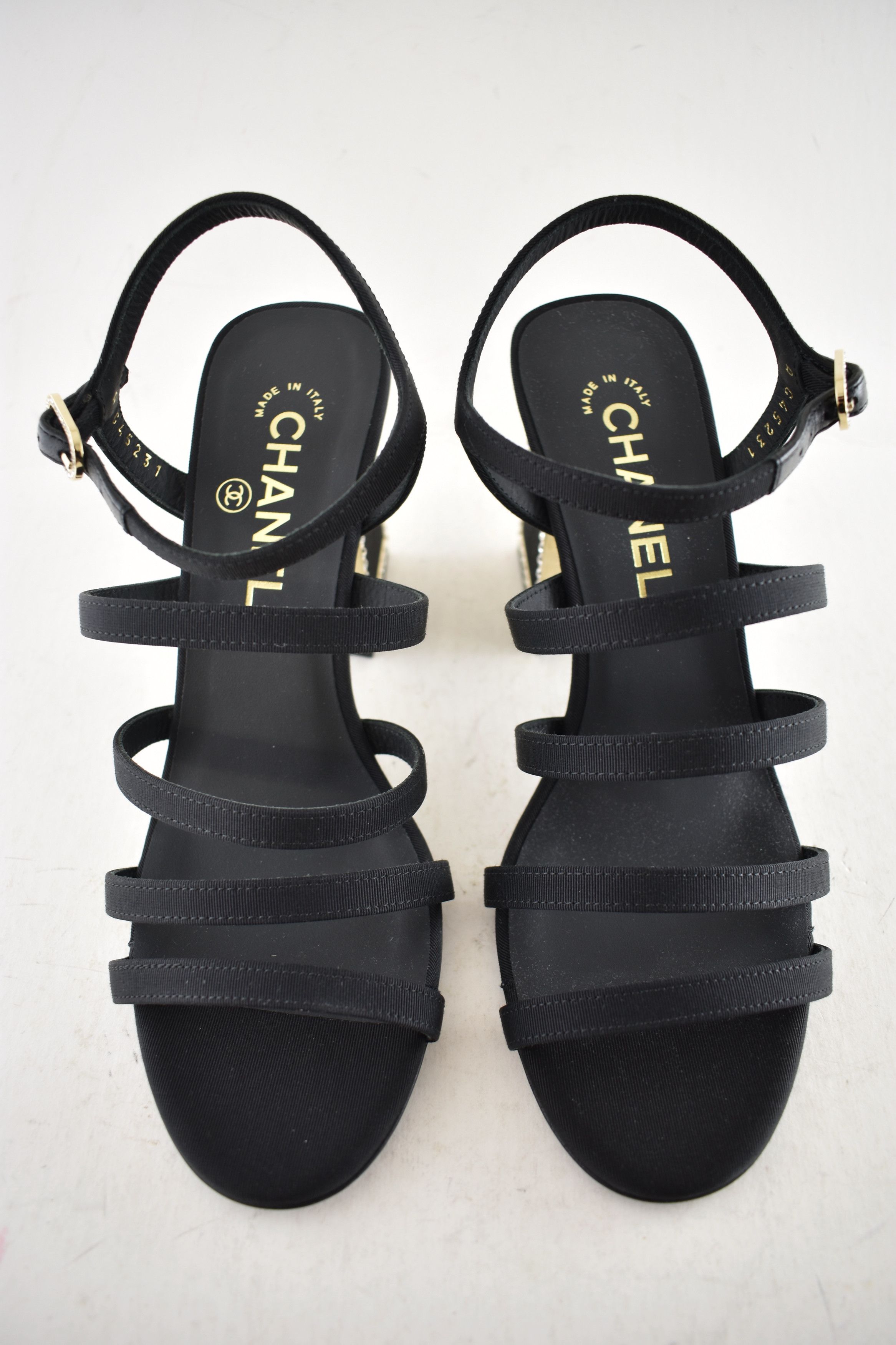 Chanel Chanel 24B Strappy Crystal CC Logo Block Heel Sandal 38 Size US 8 / IT 38 - 10 Thumbnail