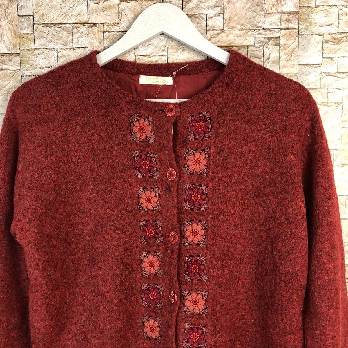Japanese Brand Ibens vintage mohair Red Cardigan Knitwear #A1206 Size M / US 6-8 / IT 42-44 - 5 Thumbnail
