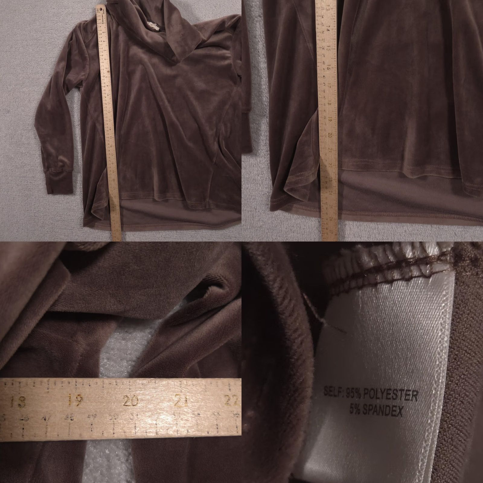 Velour Jane And Delancey Shirt Womens Medium Brown Velour Cowl Neck Long Sleeve Top Size M / US 6-8 / IT 42-44 - 8 Thumbnail