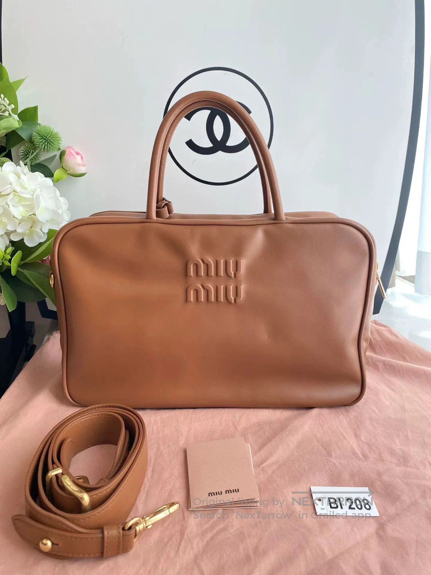 Miu Miu MIU MIU Cognac Women's Vintage Embossed Briefcase/ Size ONE SIZE - 1 Thumbnail