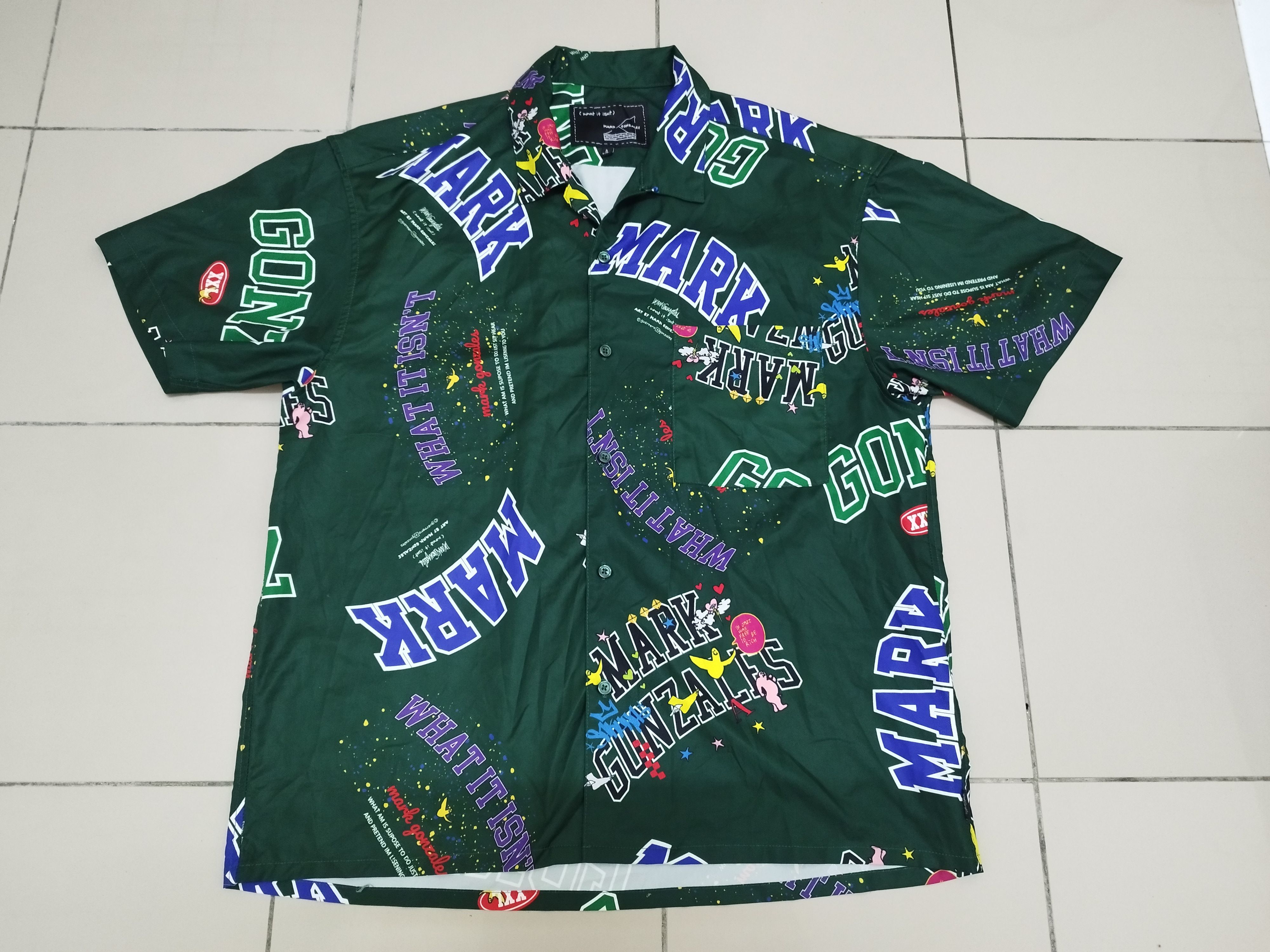 Japanese Brand Mark Gonzales Over print Shirt Button Up Size US L / EU 52-54 / 3 - 1 Thumbnail