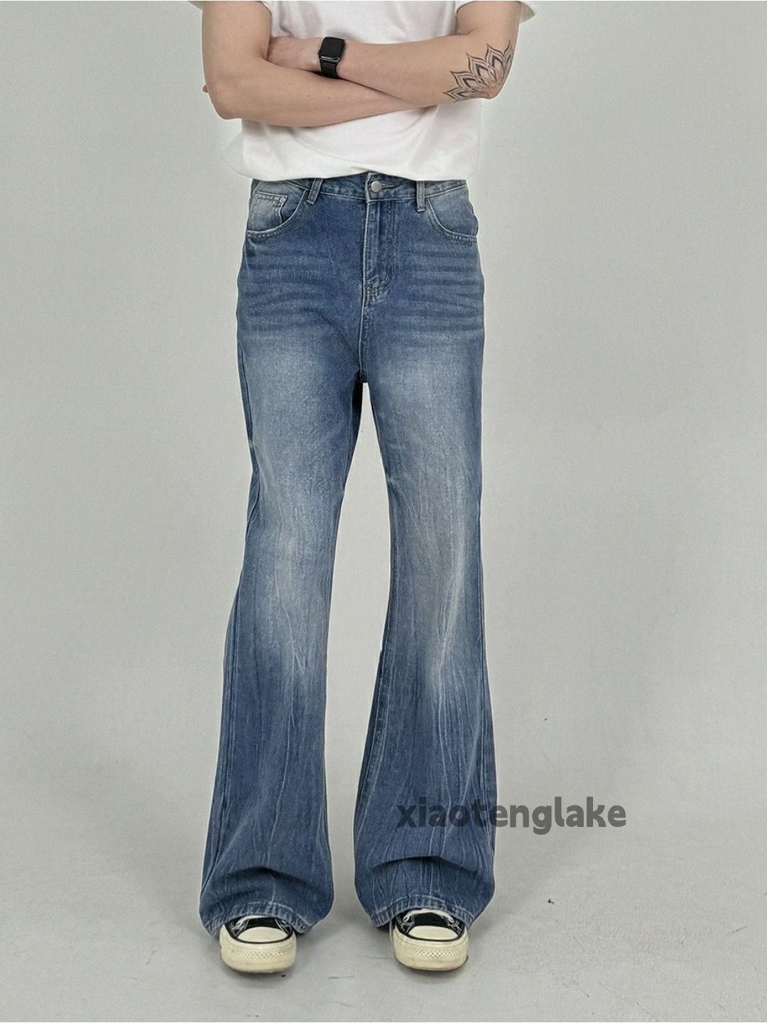 Jean × Vintage washed faded dance disco hippie bootcut flared jeans Size US 30 / EU 46 - 2 Thumbnail