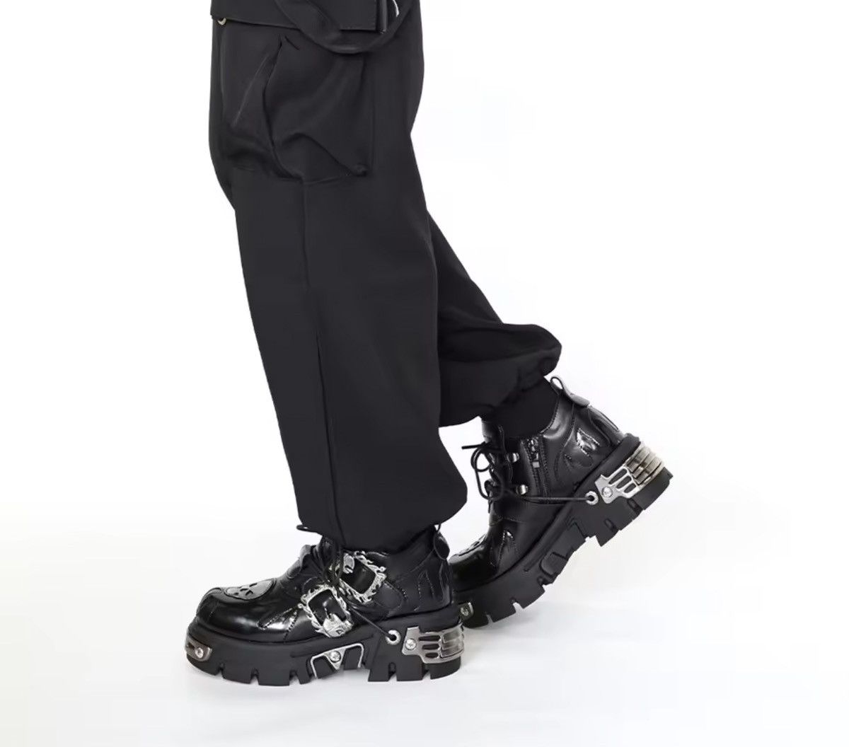 Japanese Brand Microfiber Platform Boots -New Rock Style -Lightweight Boots Size US 10 / EU 43 - 8 Thumbnail