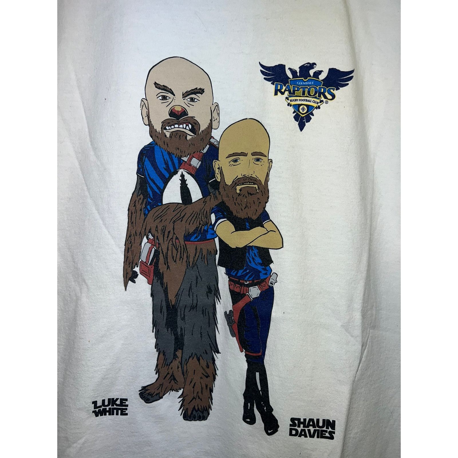 Hanes Glendale Raptors Shirt Rugby Football Club Tee Luke White XL Size US XL / EU 56 / 4 - 3 Thumbnail