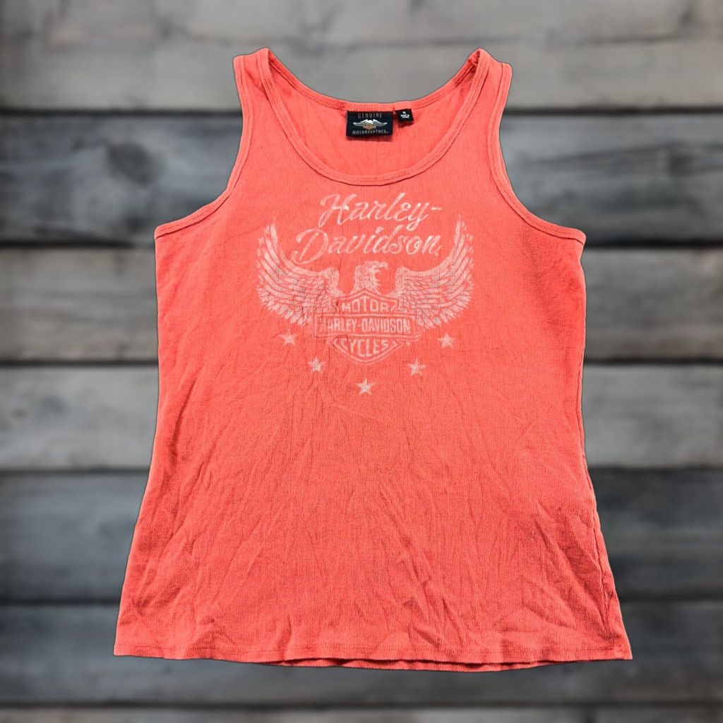 Harley Davidson VINTAGE Harley-Davidson Shirt Womens XL Orange Tank Top Cotton Knit Y2K Size XL / US 12-14 / IT 48-50 - 1 Thumbnail