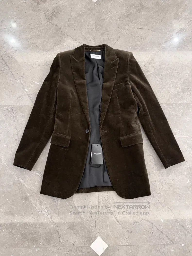 Saint Laurent Paris Saint Laurent Paris Velvet Brown and Olive Green Blazer Size XS / US 0-2 / IT 36-38 - 2 Thumbnail