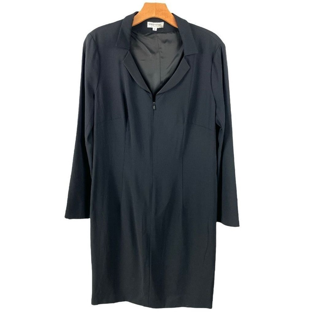 Giorgio Armani Vtg 90s Giorgio Armani Le Collezioni Black Suit Dress 10 Size L / US 10 / IT 46 - 2 Thumbnail