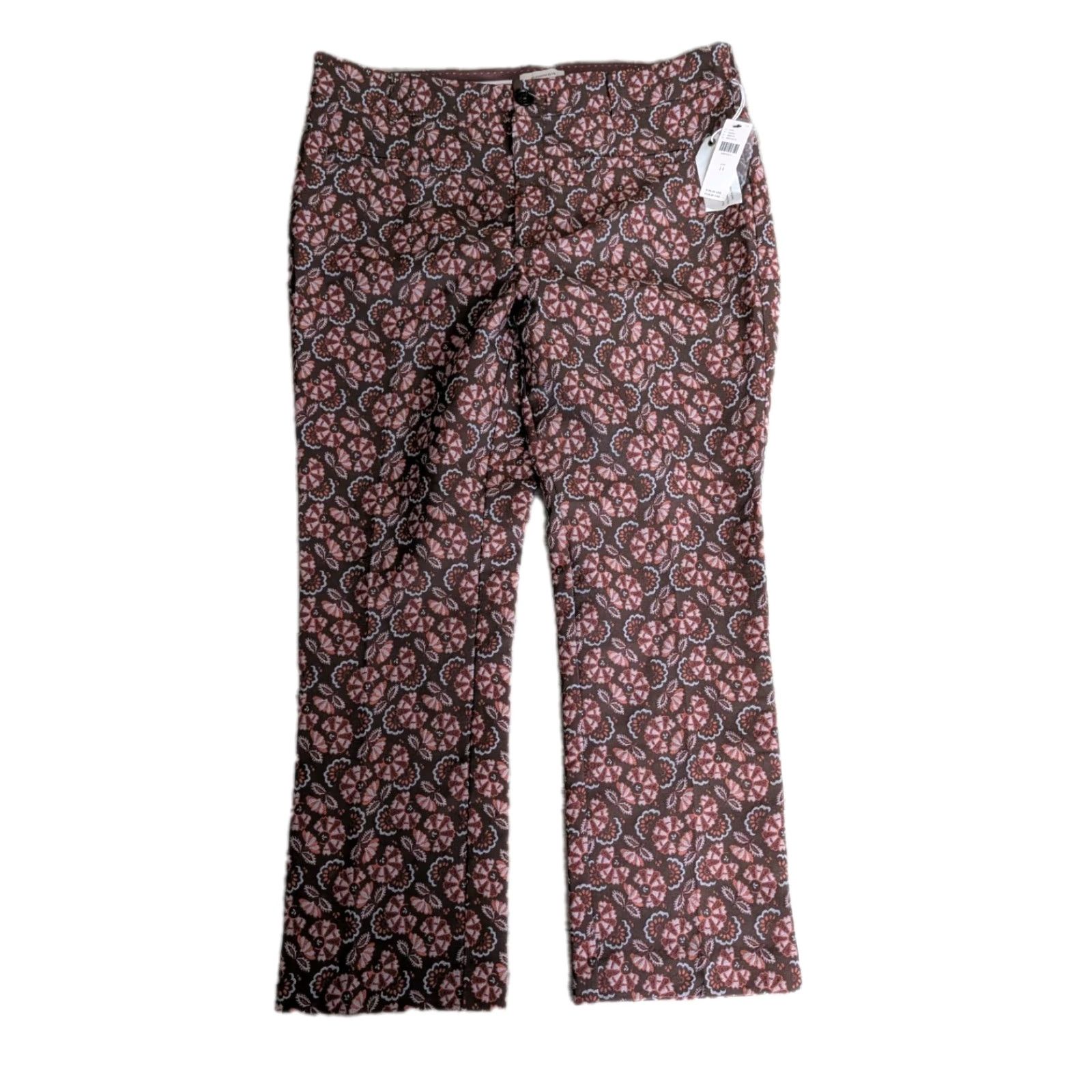 Anthropologie NWT Anthropologie The Essential Slim Paisley Jacquard Pant Size 14 Brown Motif Women Pants Size 36" / US 14 / IT 50 - 4 Thumbnail