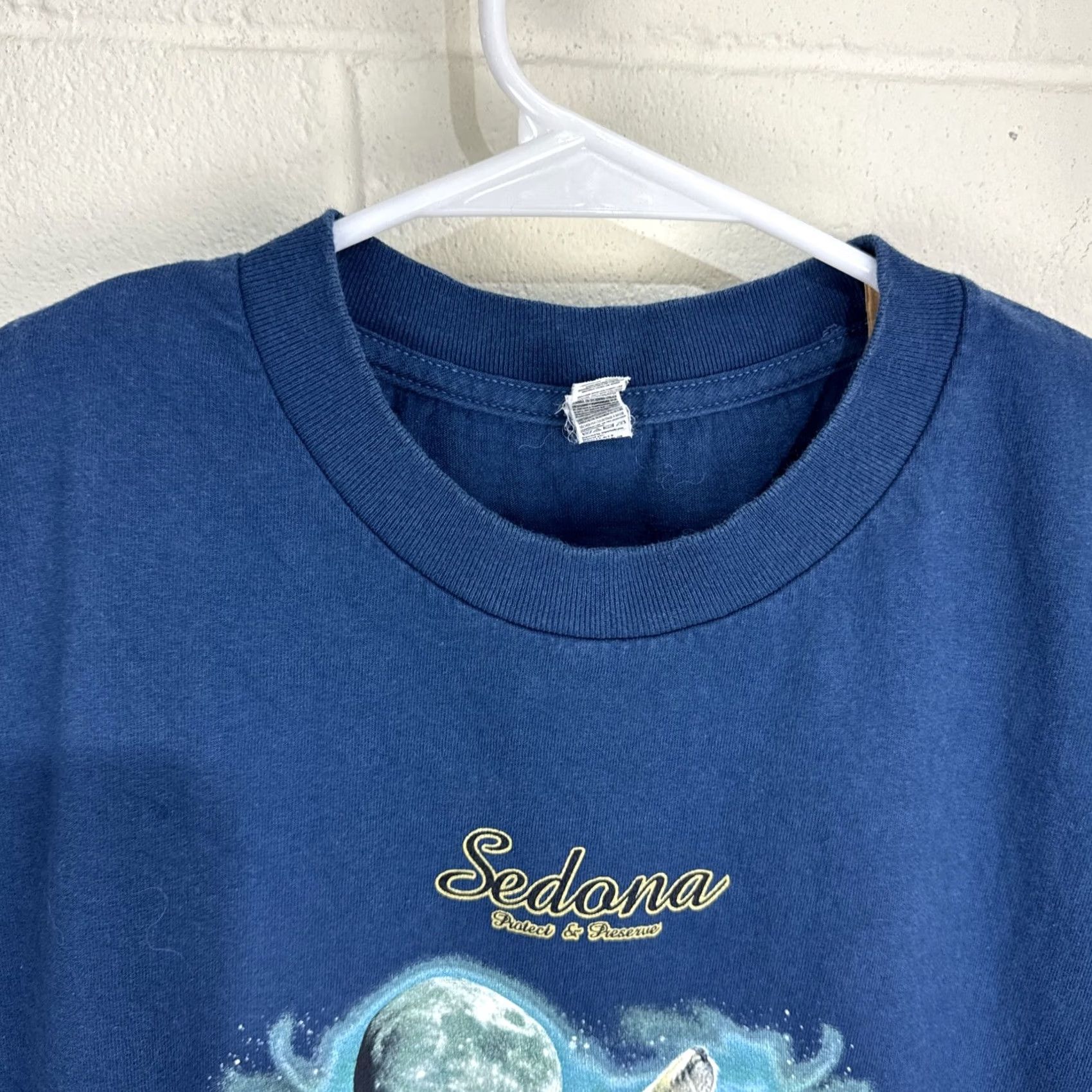 AAA Vintage Sedona Arizona Shirt Wolf Protect & Preserve Y2K Blue XL Mens Cotton Tee Size US XL / EU 56 / 4 - 4 Thumbnail