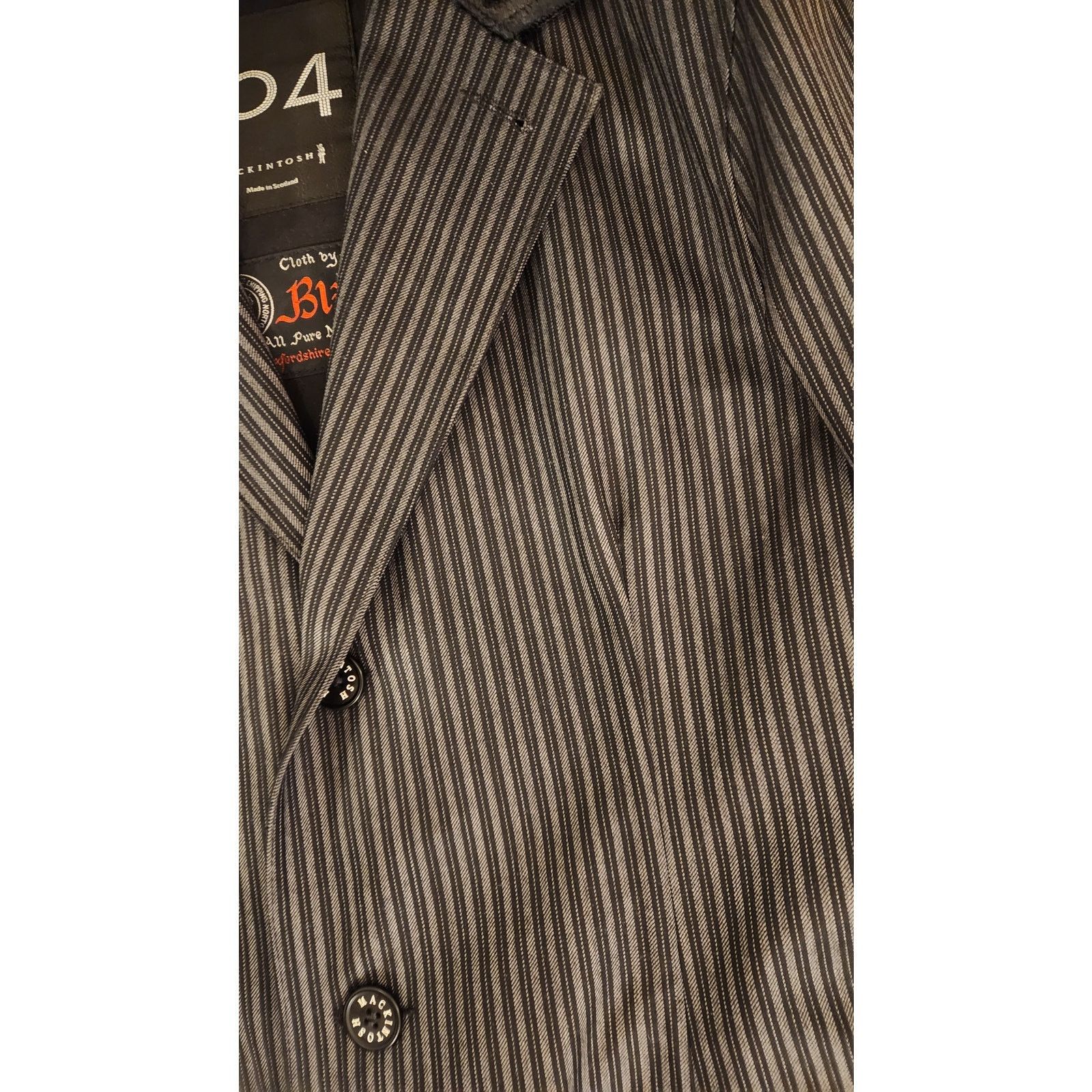 Mackintosh Mackintosh 104 Pinstripe Wool Overcoat (Made in Scotland) Size US M / EU 48-50 / 2 - 9 Thumbnail