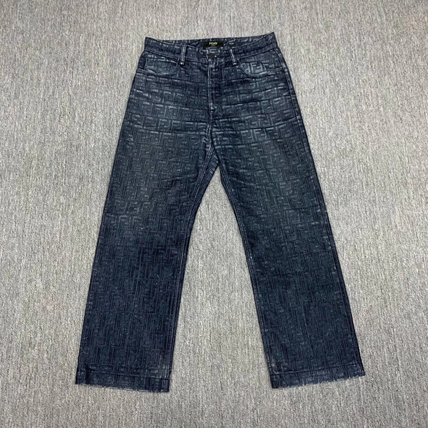 Fendi FENDI blue FF all over flocked jeans 32W 95 New Size US 32 / EU 48 - 1 Thumbnail
