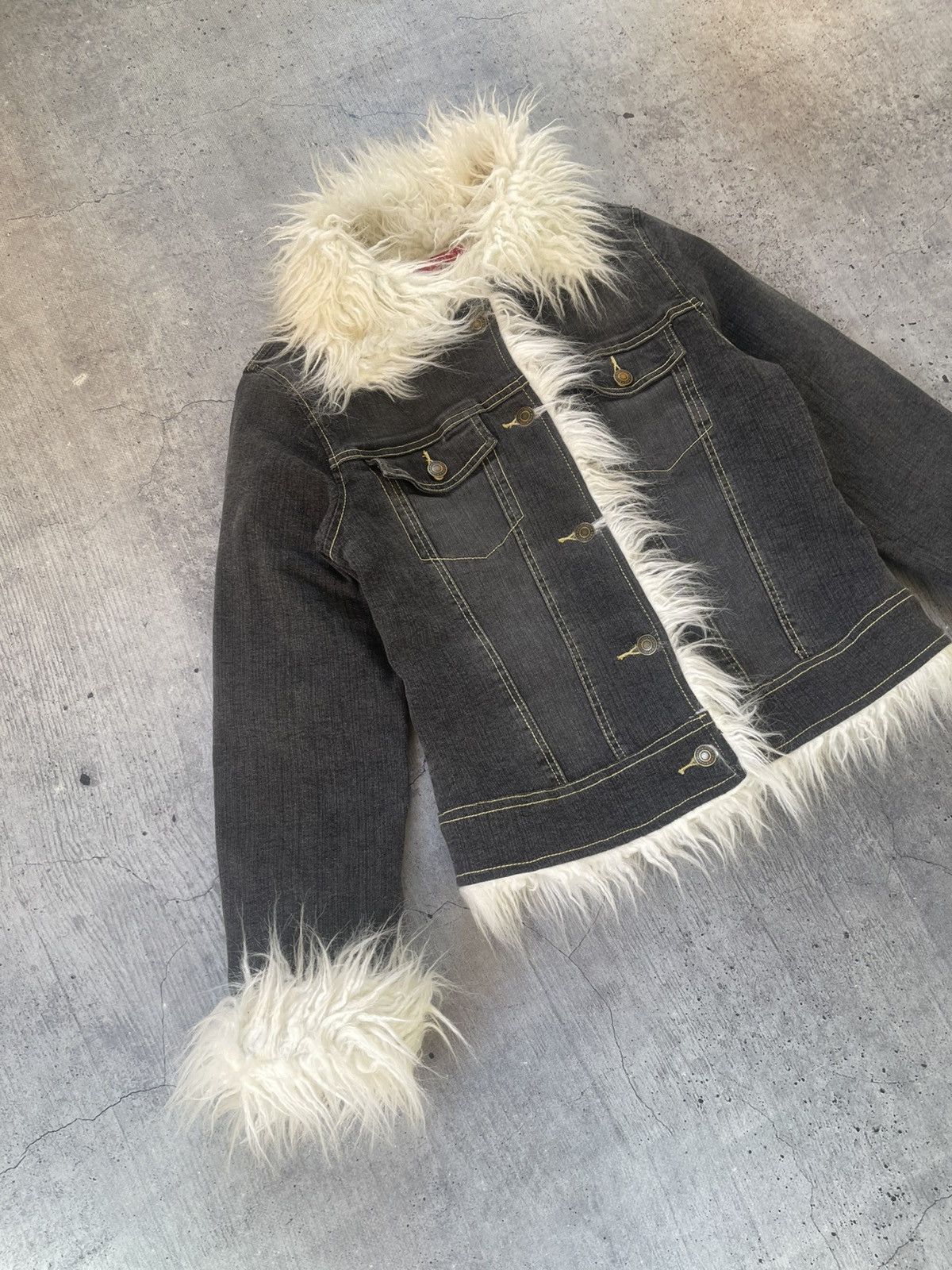 Other Crazy Japan Style🤩 Jeans Suede Fur Faux Jacket Size S / US 4 / IT 40 - 2 Thumbnail