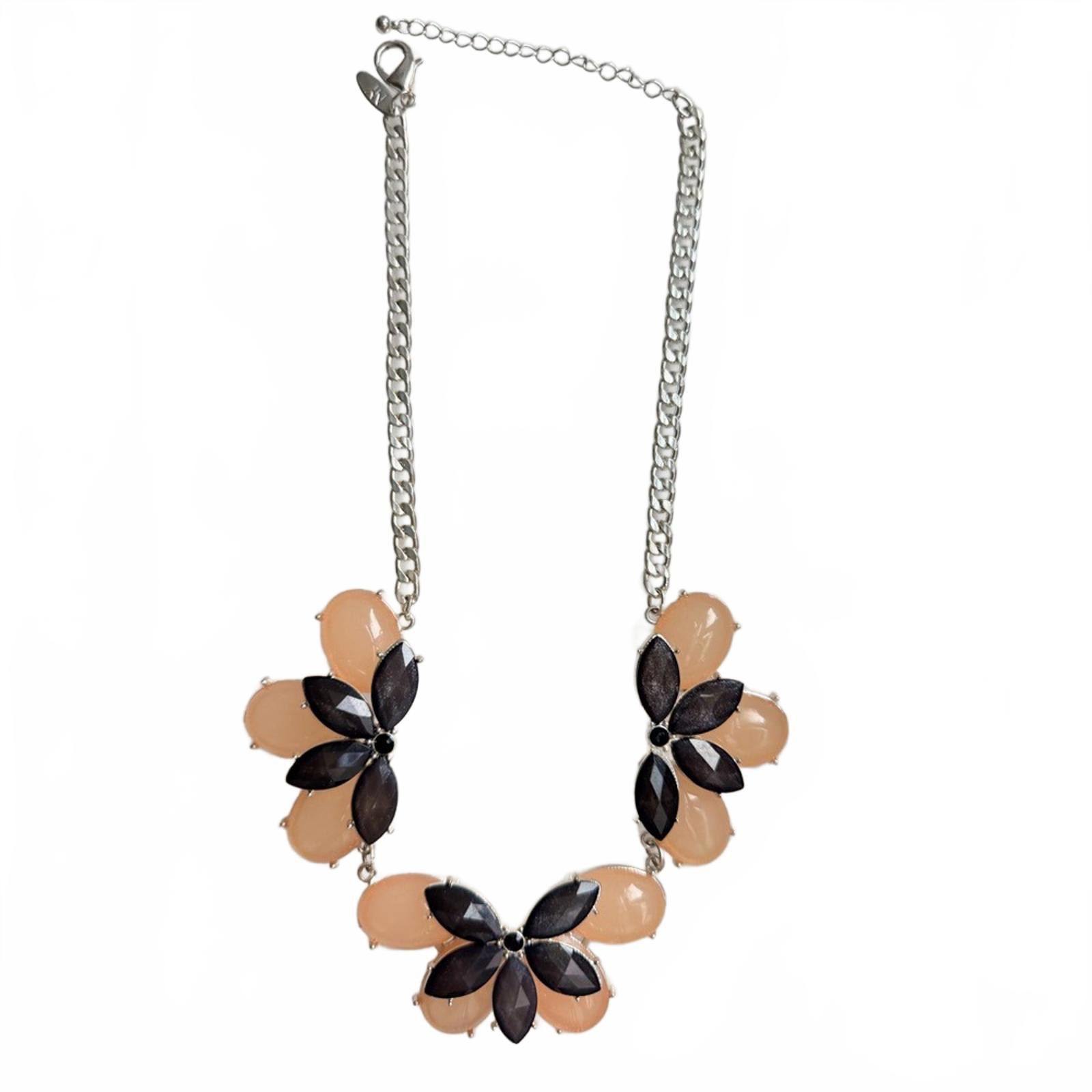 Other VTG New York & Co Black Tan Floral Statement Bib Necklace Size ONE SIZE - 7 Thumbnail