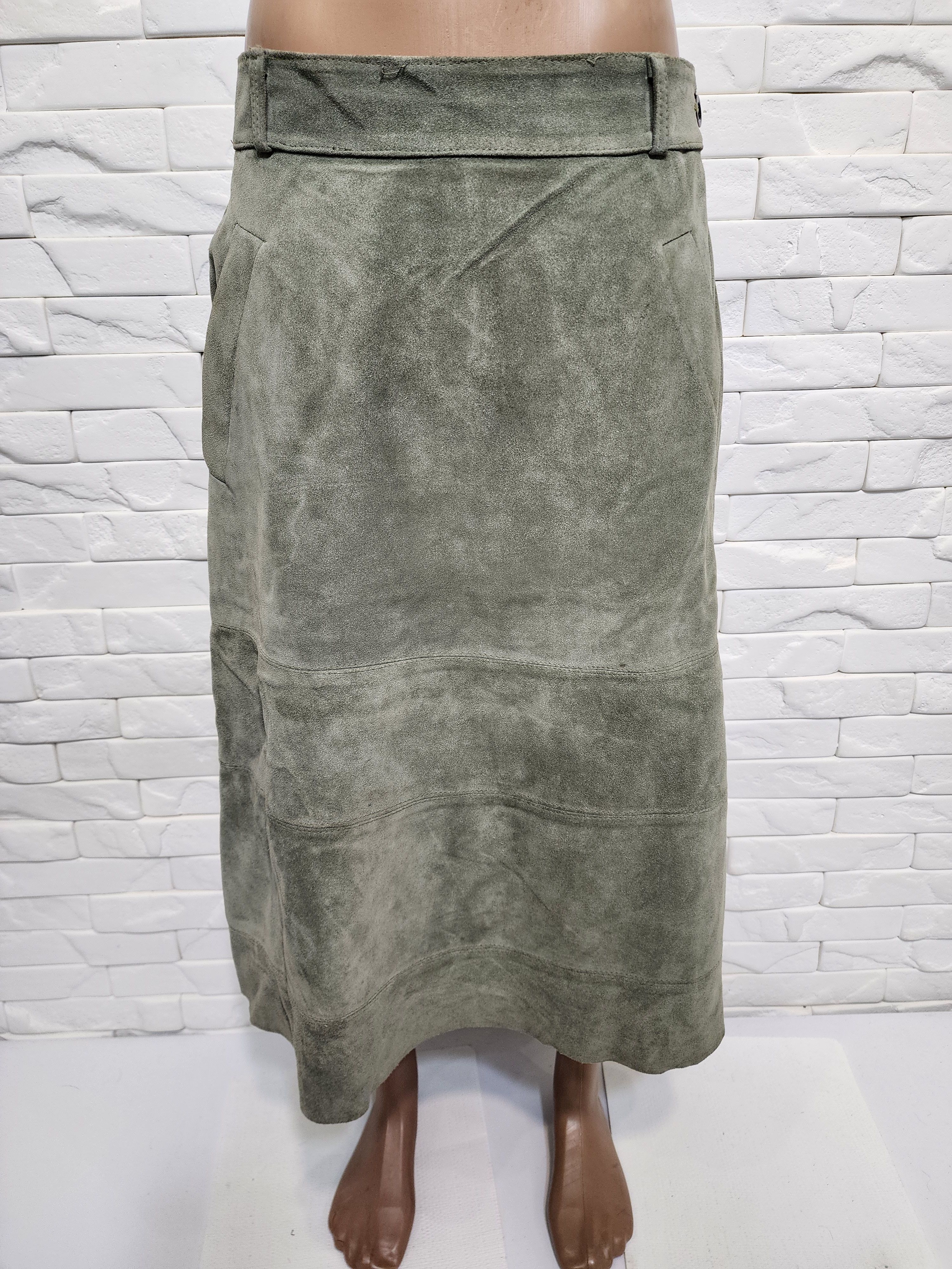 Genuine Leather Gray Suede Maxi Skirt. Size 32" / US 10 / IT 46 - 3 Thumbnail