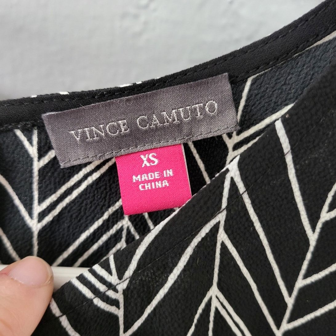 Vince Camuto Vince Camuto B & W Herringbone Geo 1/2 Sleeve Shift Dress-XS Size XS / US 0-2 / IT 36-38 - 5 Thumbnail