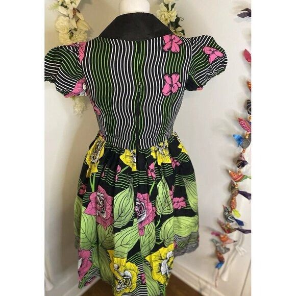 Designer Afrothrone Made to Order African Print Short Sleeve Cotton M Size S / US 4 / IT 40 - 6 Thumbnail