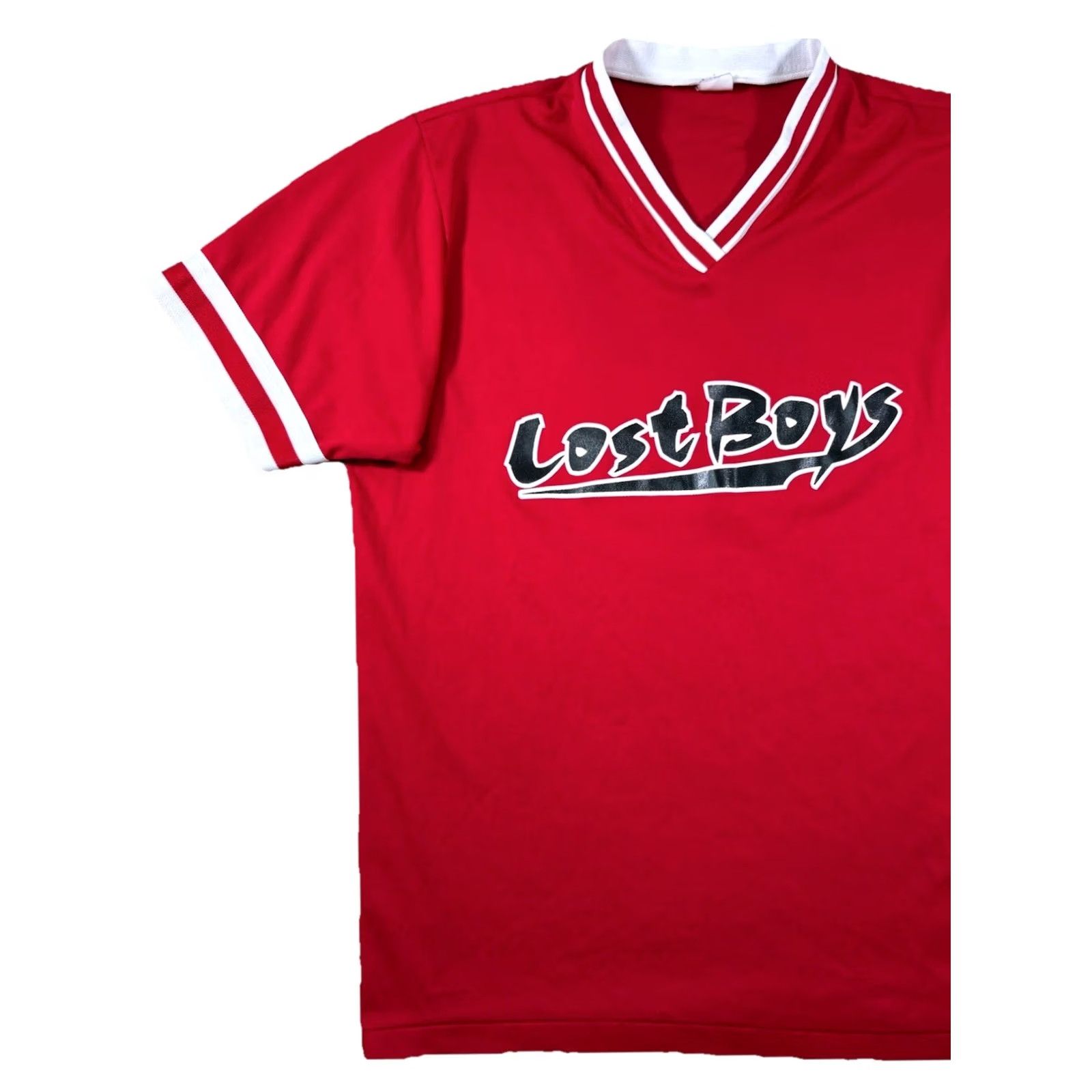 Vintage VINTAGE Lost Boys Band Red Jersey Pullover Shirt M/L Unisex Adults Short Sleeve V-Neck 90s Rock Hip Hop Retro USA #33 Size US M / EU 48-50 / 2 - 2 Thumbnail