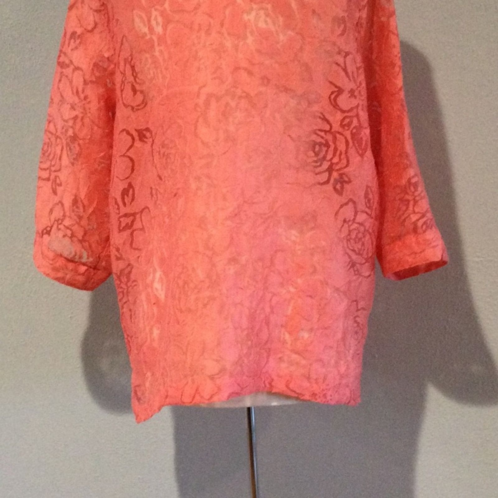 Other Allison Daley Pink Sheer Button Front 3/4 Sleeve Blouse 18 Size XXL / US 16-18 / IT 52-54 - 10 Thumbnail