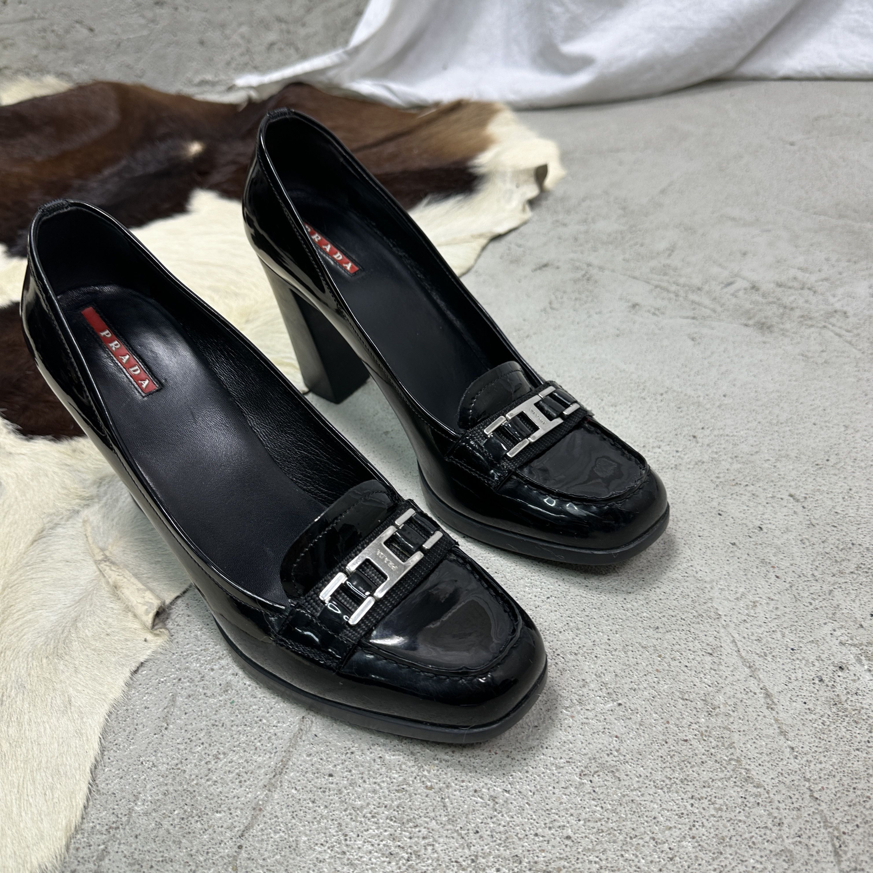 Prada Vintage Avant Garde Old Money Prada Heeled Mocassins Y2K Size US 9 / IT 39 - 7 Thumbnail