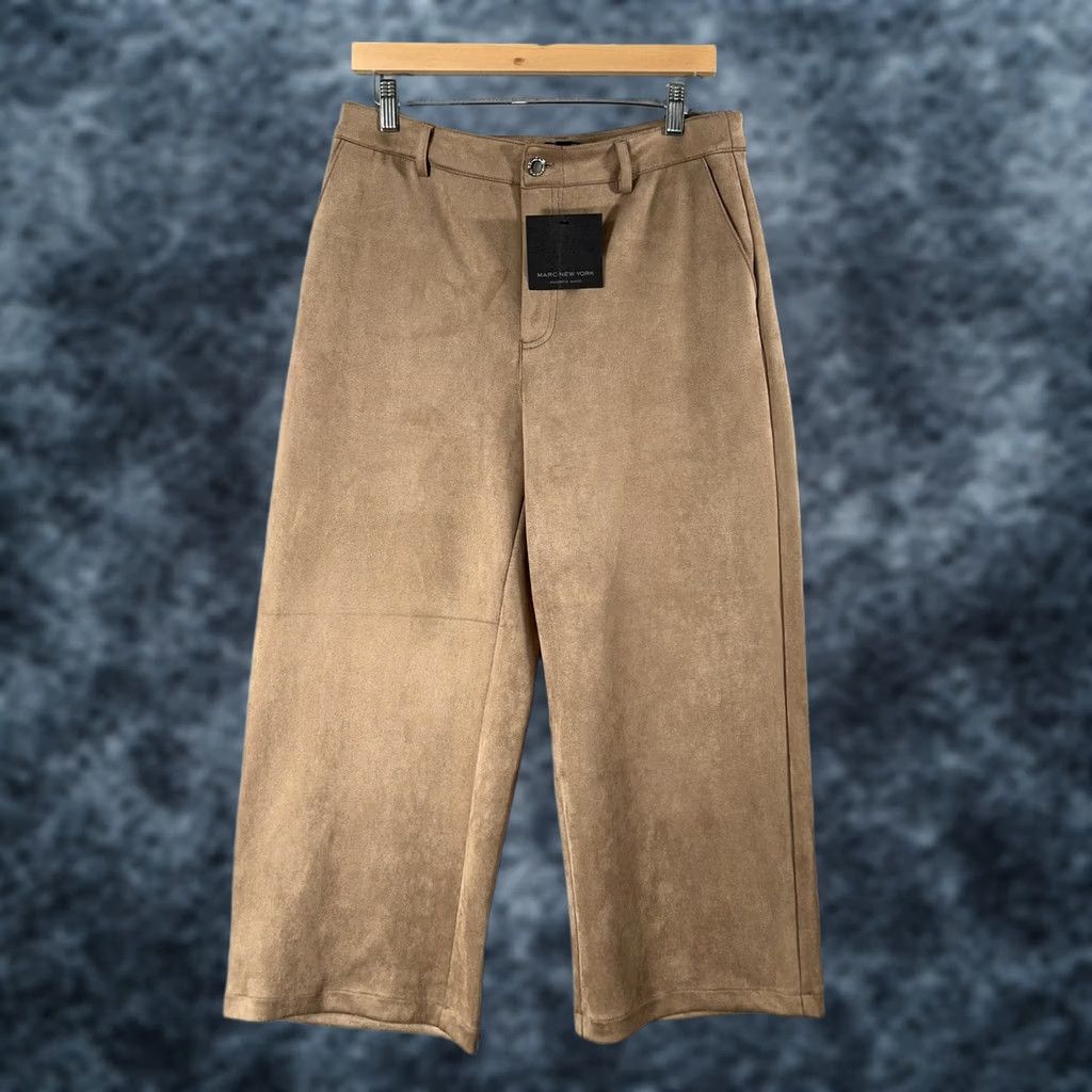 Vintage Marc New York Andrew Marc Cropped Pants 10 Brown Microfiber Stretch Pockets Zipper Button Relaxed Womens 24 Inseam Fall Casual Business Size 32" / US 10 / IT 46 - 1 Thumbnail
