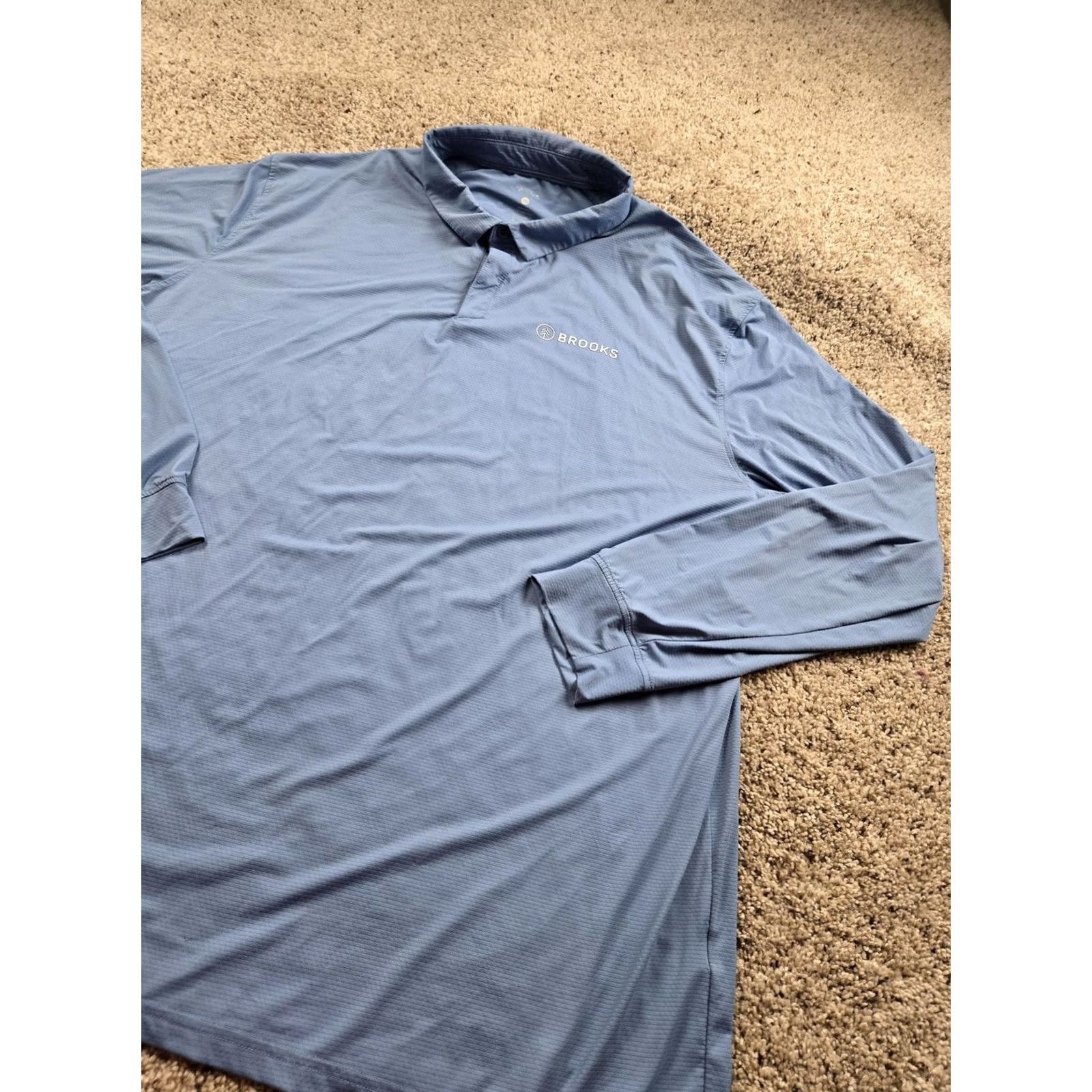 Brooks Brooks Polo Shirt Mens 3XL Blue Long Sleeve Nylon Stretch Performance Polo Shirt Men's 3XL Blue Long Sleeve Nylon Stretch Performance Polo Shirt Size US XXL / EU 58 / 5 - 2 Thumbnail