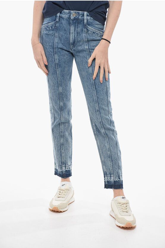 image of Isabel Marant Etoile Stone Washed Sulanoa Denims With Vertical Stitchings in Blue, Women's (Size 28