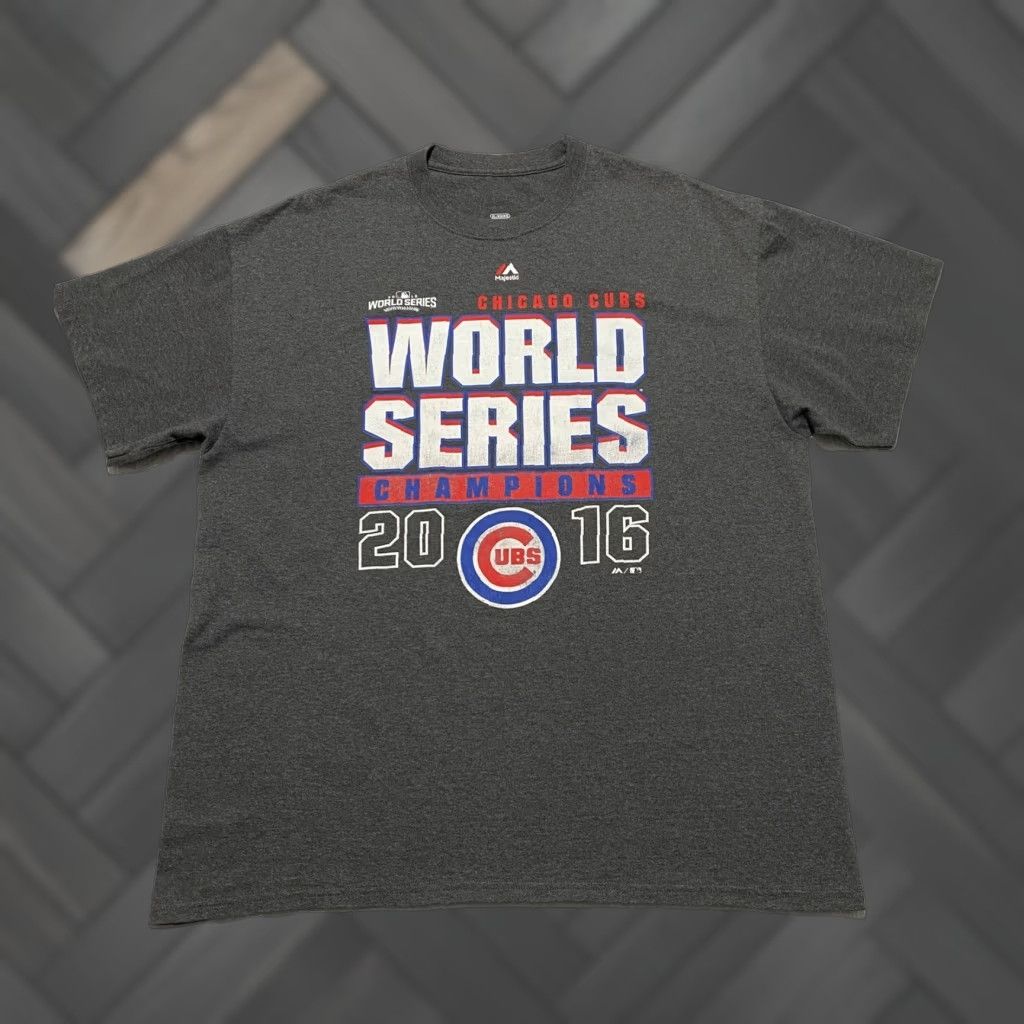 Vintage VINTAGE Chicago Cubs World Series Champions 2016 T Shirt XL Gray Graphic Print Size US XL / EU 56 / 4 - 1 Thumbnail