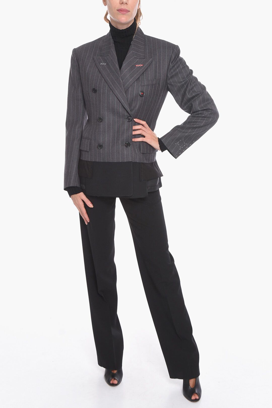 Maison Margiela og1mm0625 Unisex Wool Double-breasted Blazer in Grey Size US XXS / EU 40 - 9 Thumbnail