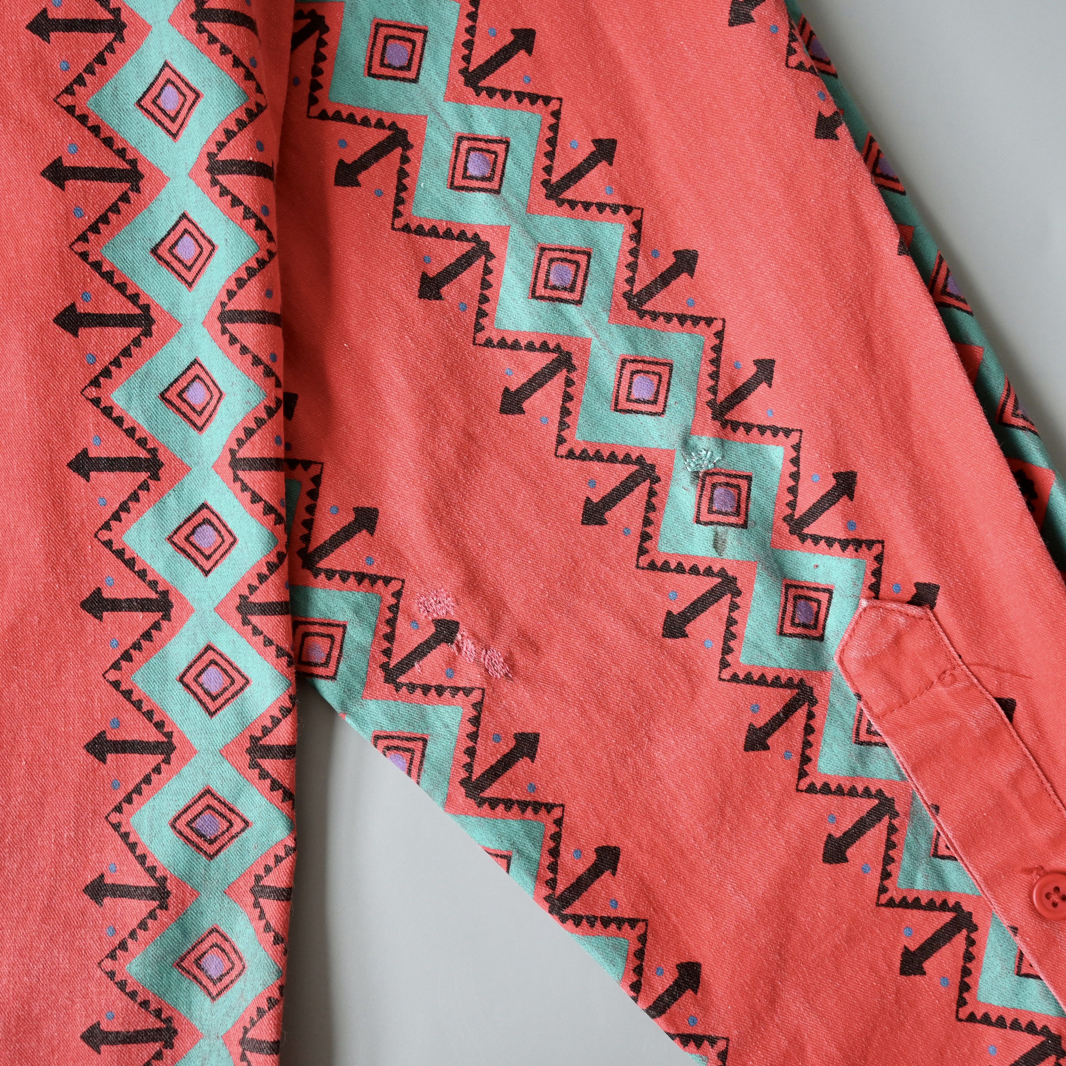 Vintage VTG Wrangler brushpopper shirt Aztec Navajo poppy red 16.5 Size US L / EU 52-54 / 3 - 14 Thumbnail