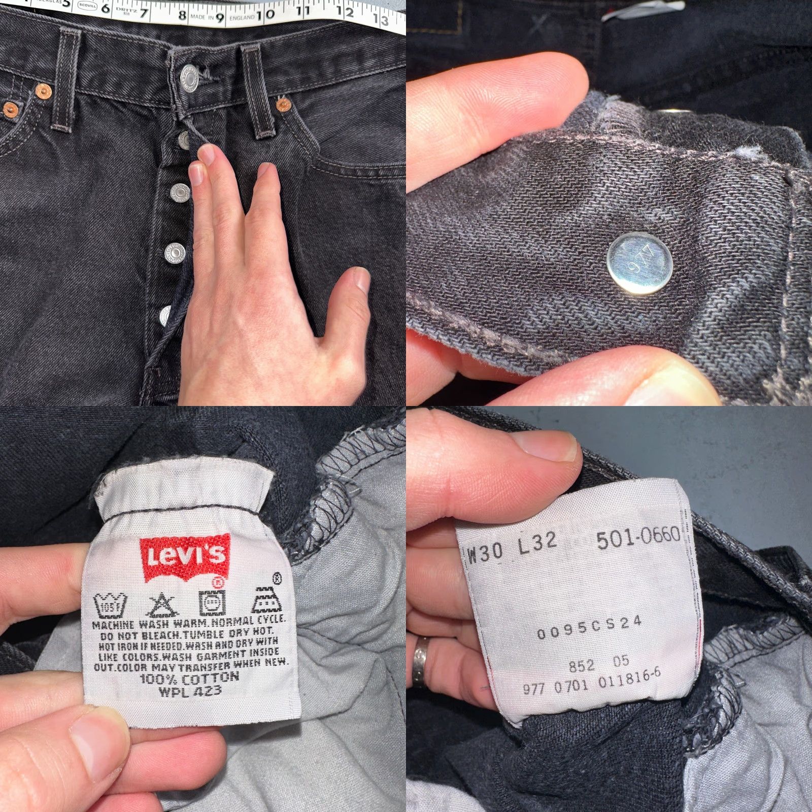 Levi's Levi's 501 Vintage Jeans Straight Leg 90s 30x32 Black Wash Mens Regular Denim Cotton Button Jean Levis 501 Series Vintage Yes 90s Theme Size US 30 / EU 46 - 8 Thumbnail