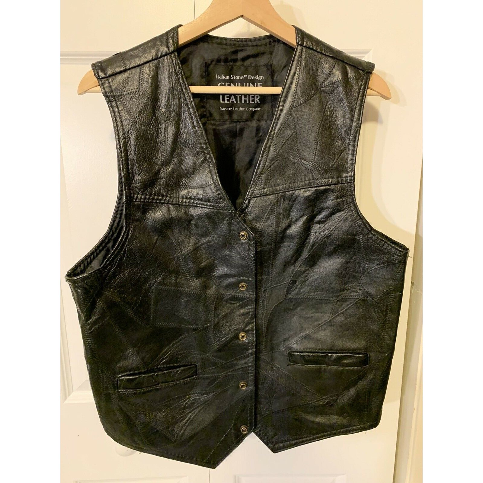 Vintage Italian Stone Design Genuine Leather Vest Sz XL Size US XL / EU 56 / 4 - 4 Thumbnail