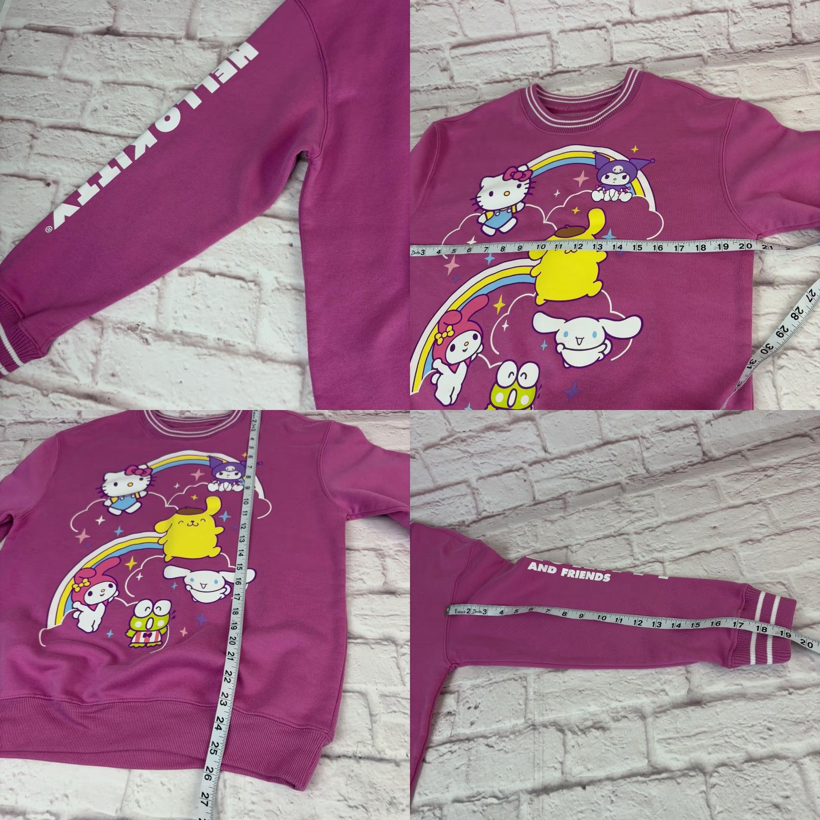 Vintage Sanrio Sweatshirt Hello Kitty And Friends Womens Medium Pink Rainbow Graphic Size M / US 6-8 / IT 42-44 - 8 Thumbnail