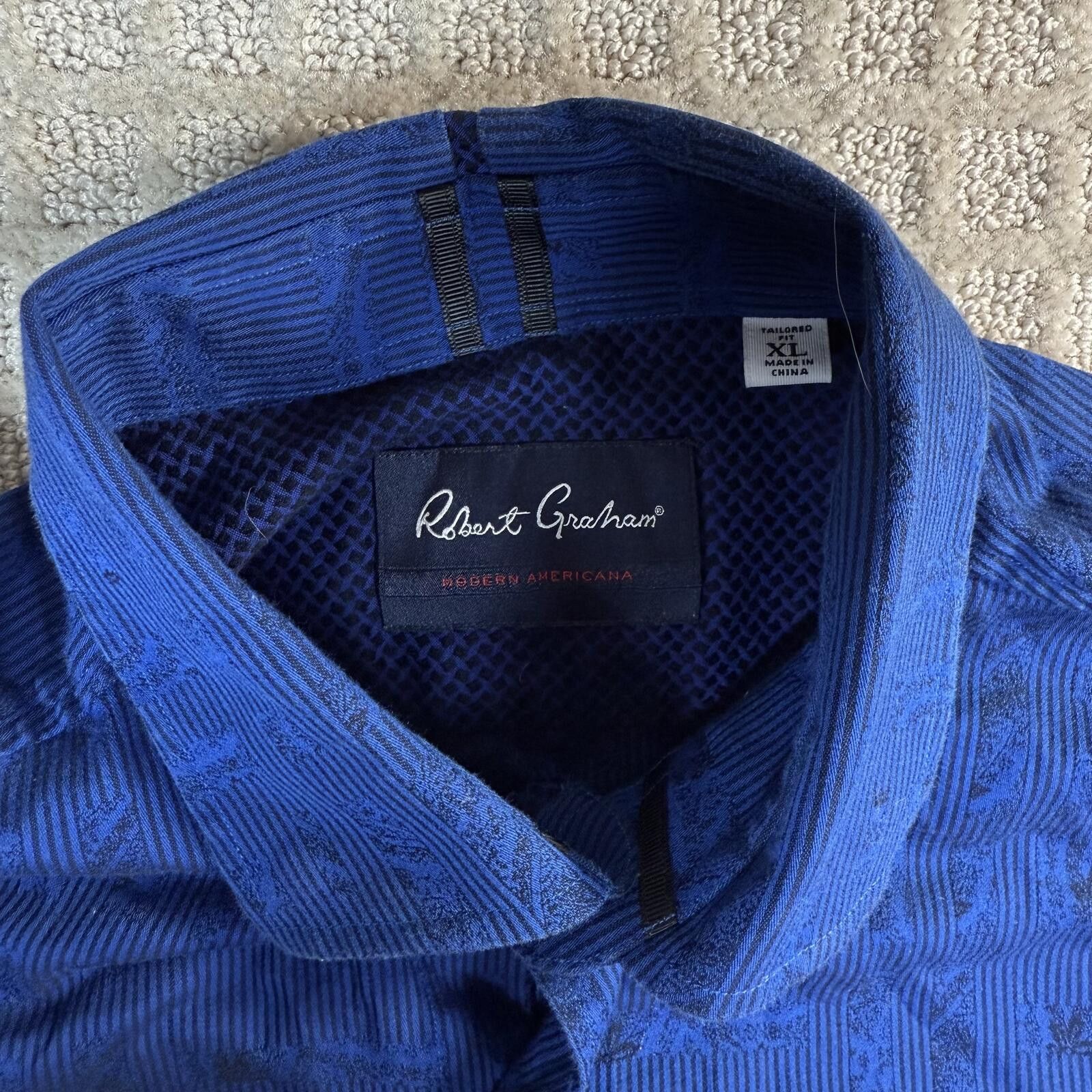 Robert Graham Robert Graham Long Sleeve Button Up Shirt XL Blue Size 44R - 2 Thumbnail
