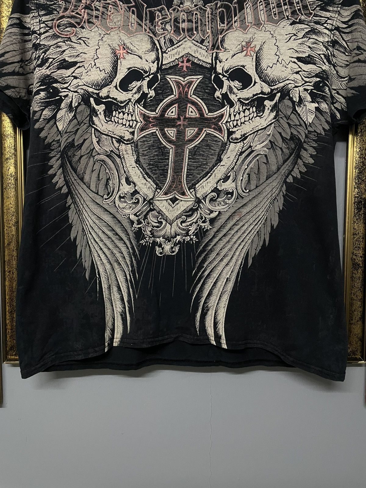 Affliction Vintage 1990s Japan Designer Raw Stakie Affliction Skull Tee Size US XL / EU 56 / 4 - 4 Thumbnail