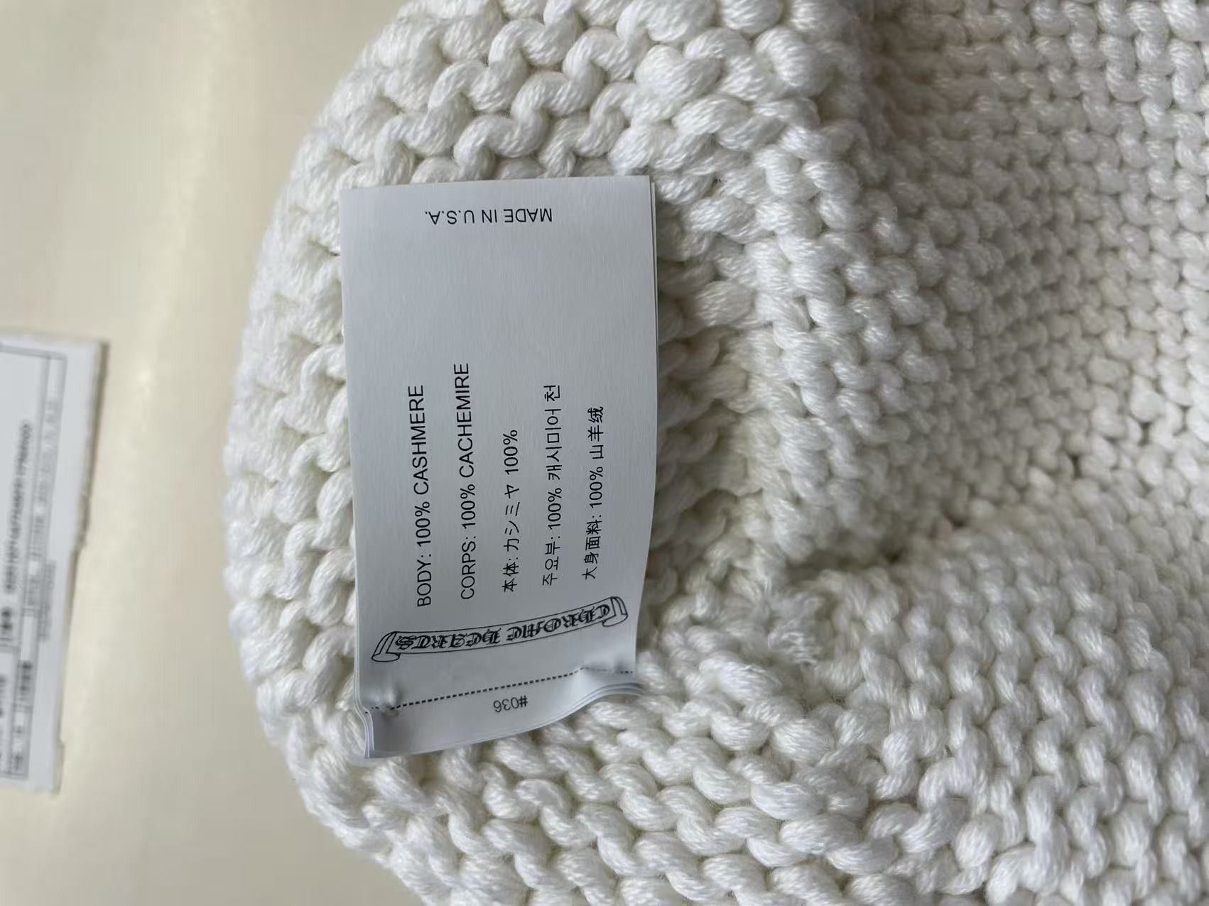 Chrome Hearts Chrome Hearts Cashmere Beaded Cross White Beanie Size ONE SIZE - 8 Thumbnail