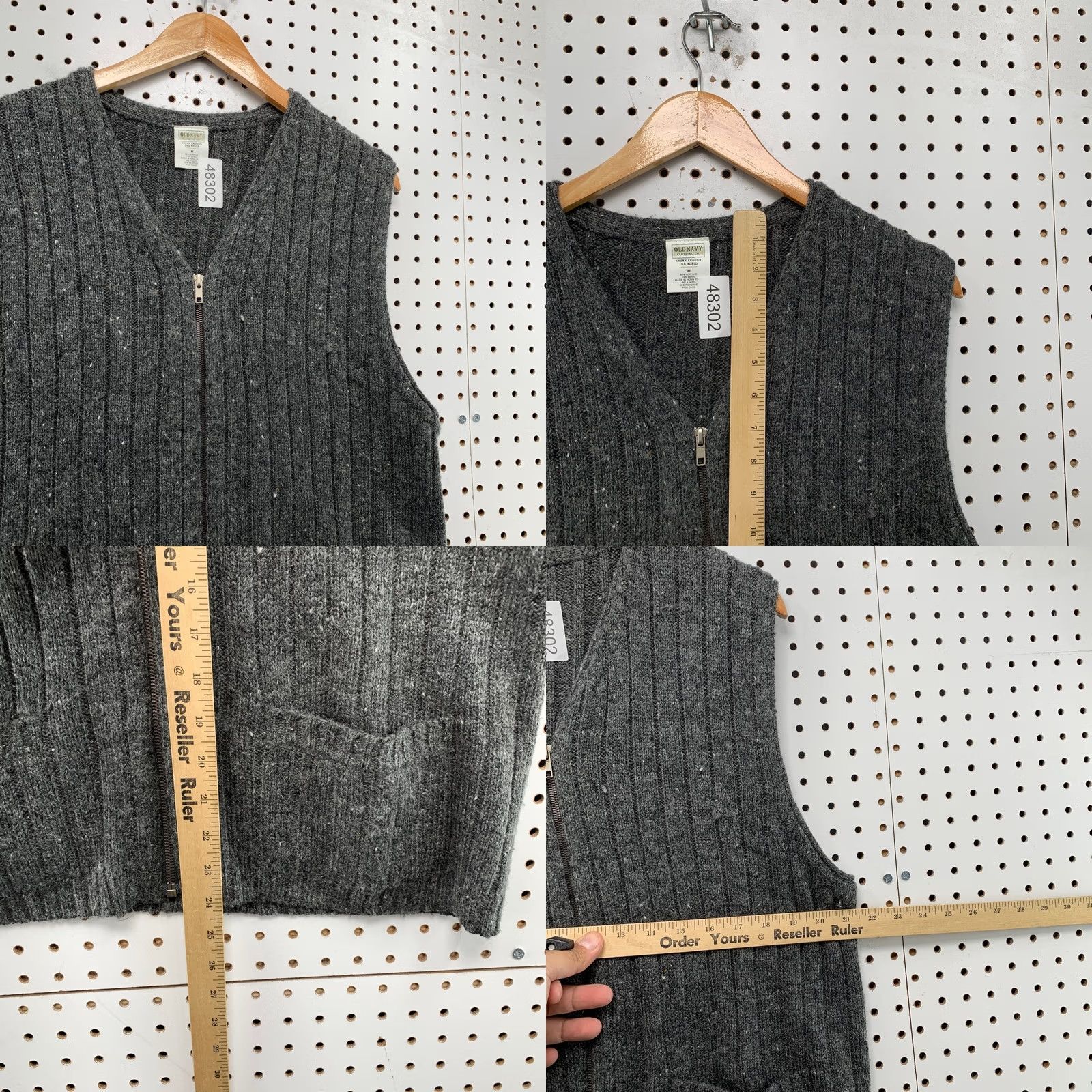 Old Navy VINTAGE Old Navy Mens Wool Blend Full Zip Sweater Vest Gray Marl Size M Size US M / EU 48-50 / 2 - 8 Thumbnail