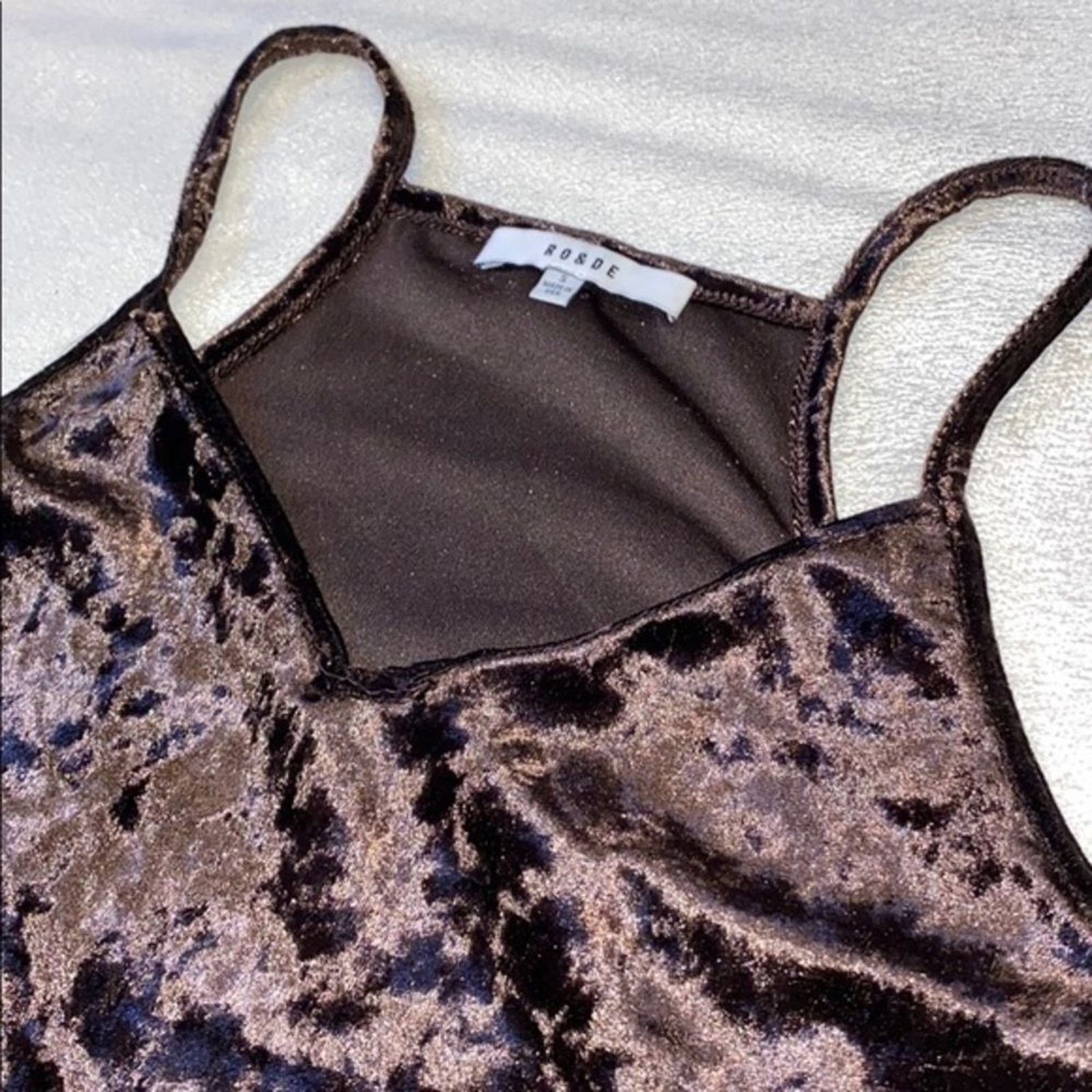 Other Ro&De Dark Brown Velvet V-Neck Tank Top | Sz S Size S / US 4 / IT 40 - 5 Thumbnail
